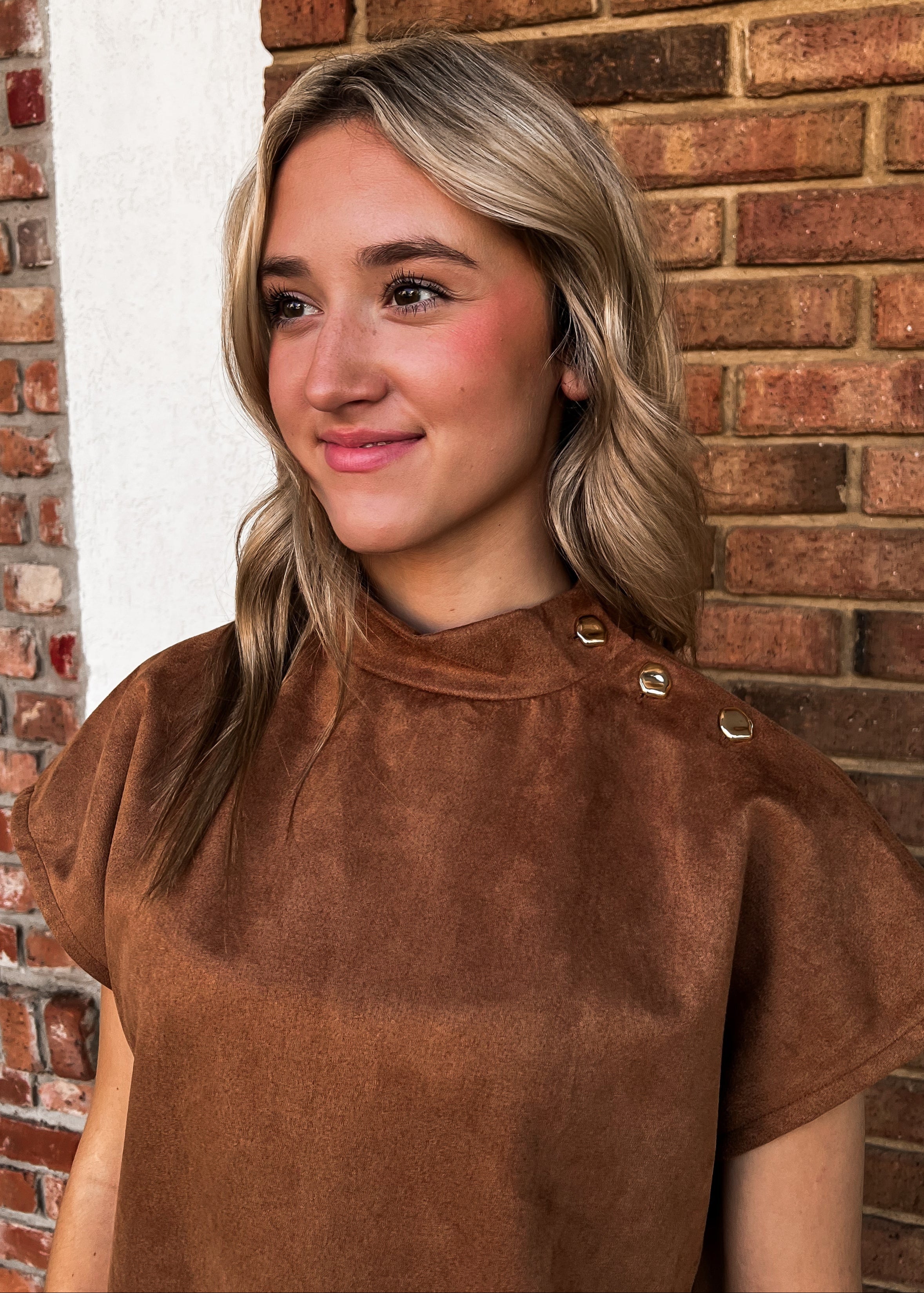 THML: Short Sleeve Suede Top
