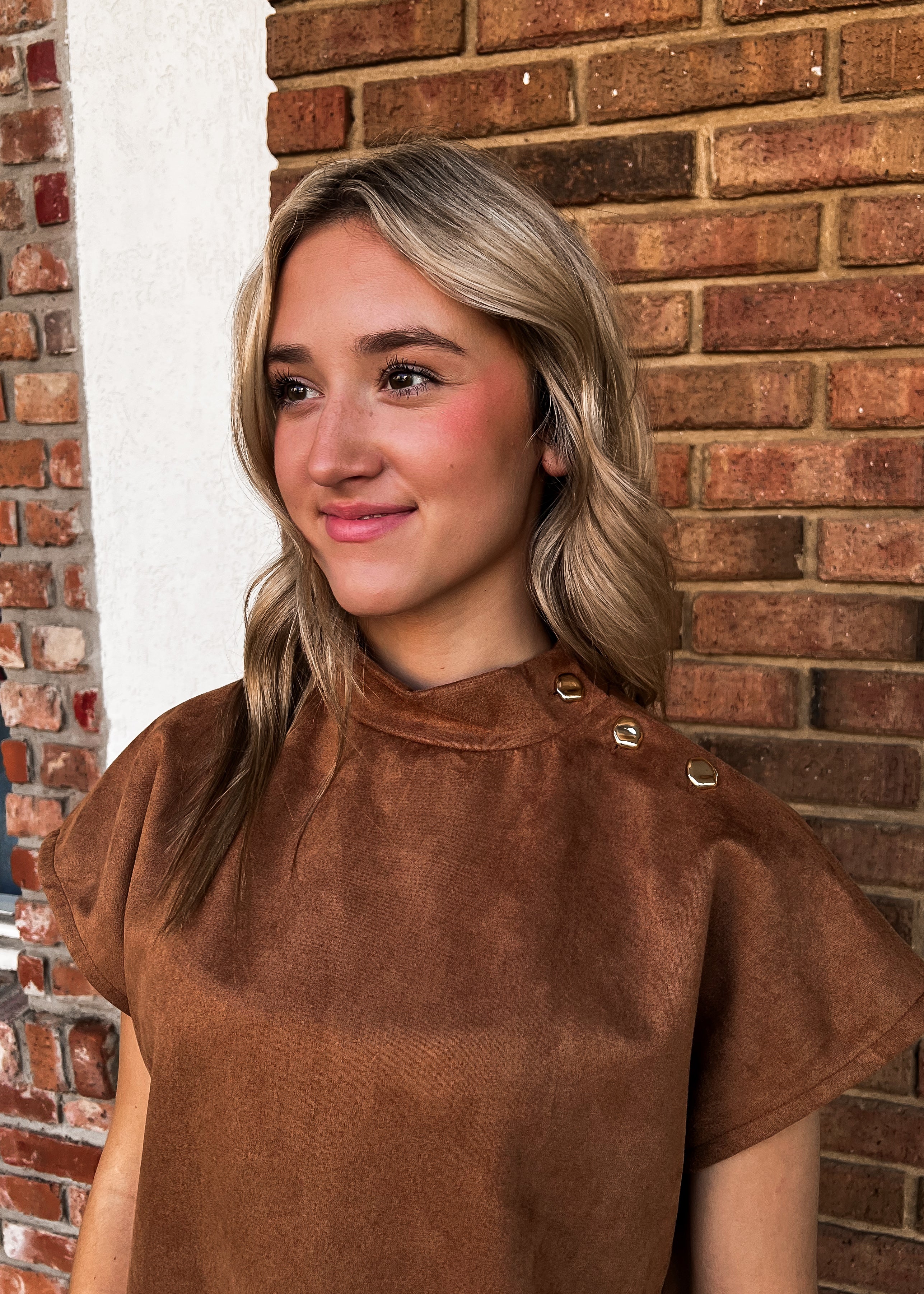 THML: Short Sleeve Suede Top