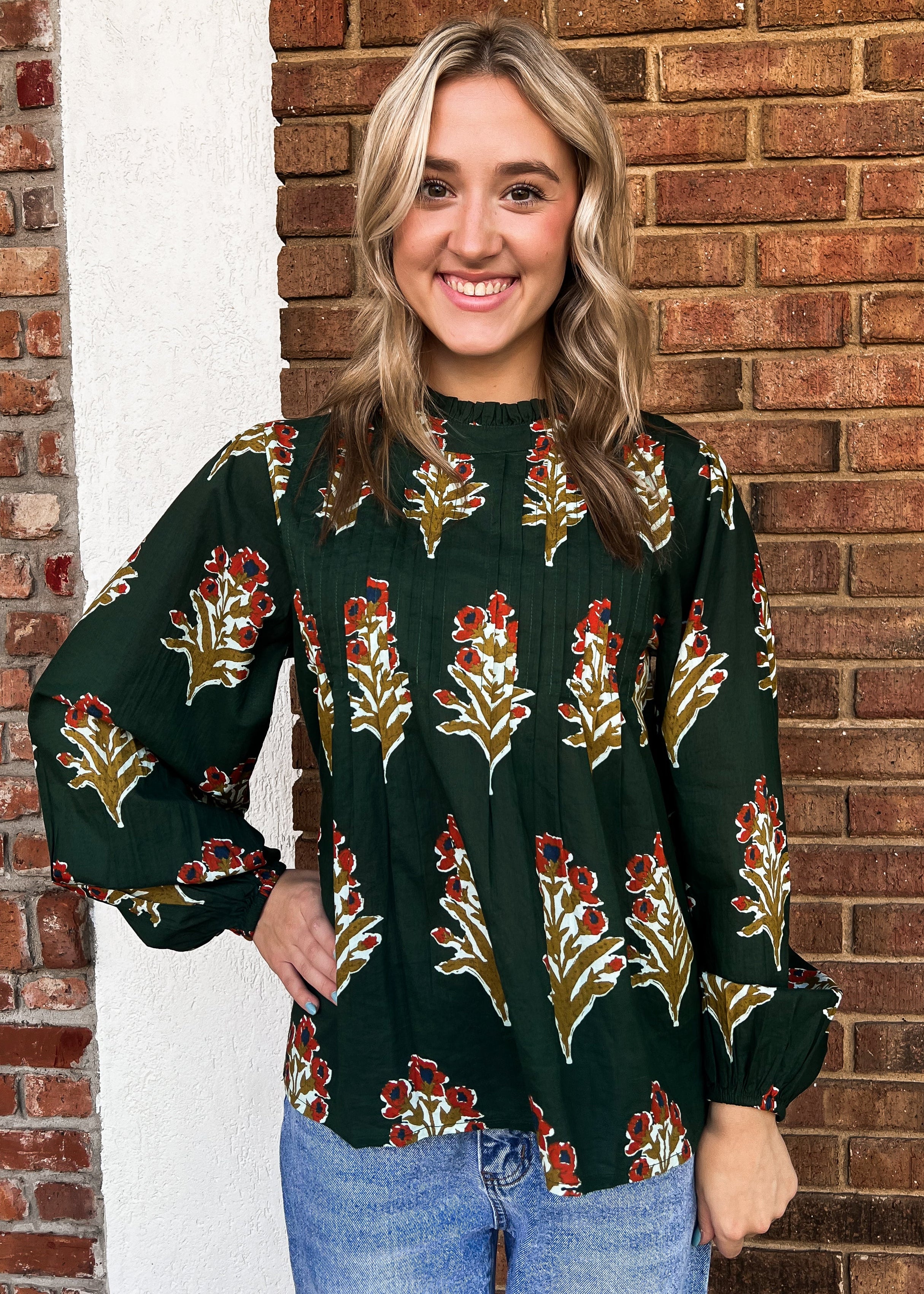 THML: Long Sleeve Floral Detail Top