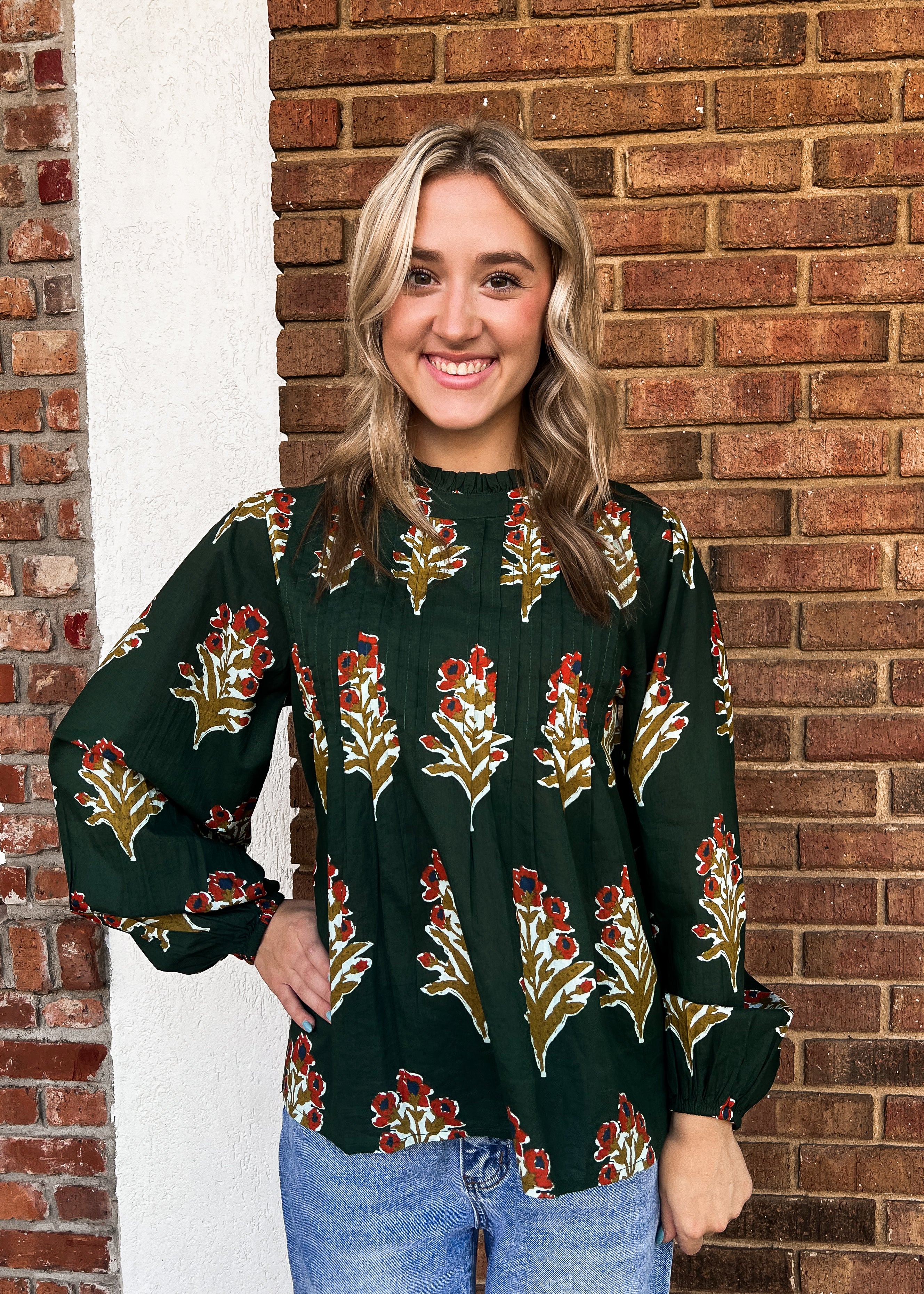 THML: Long Sleeve Floral Detail Top