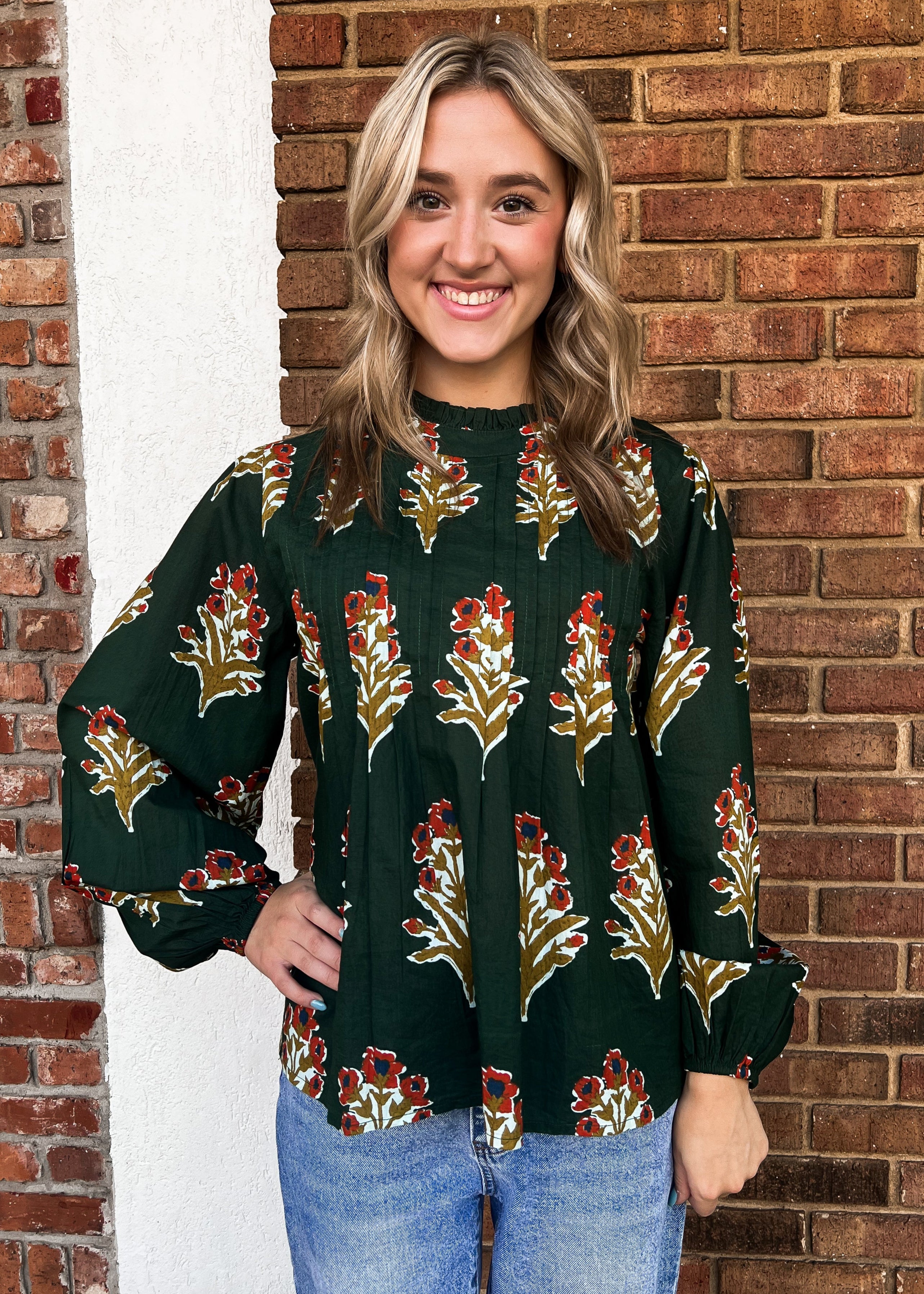 THML: Long Sleeve Floral Detail Top