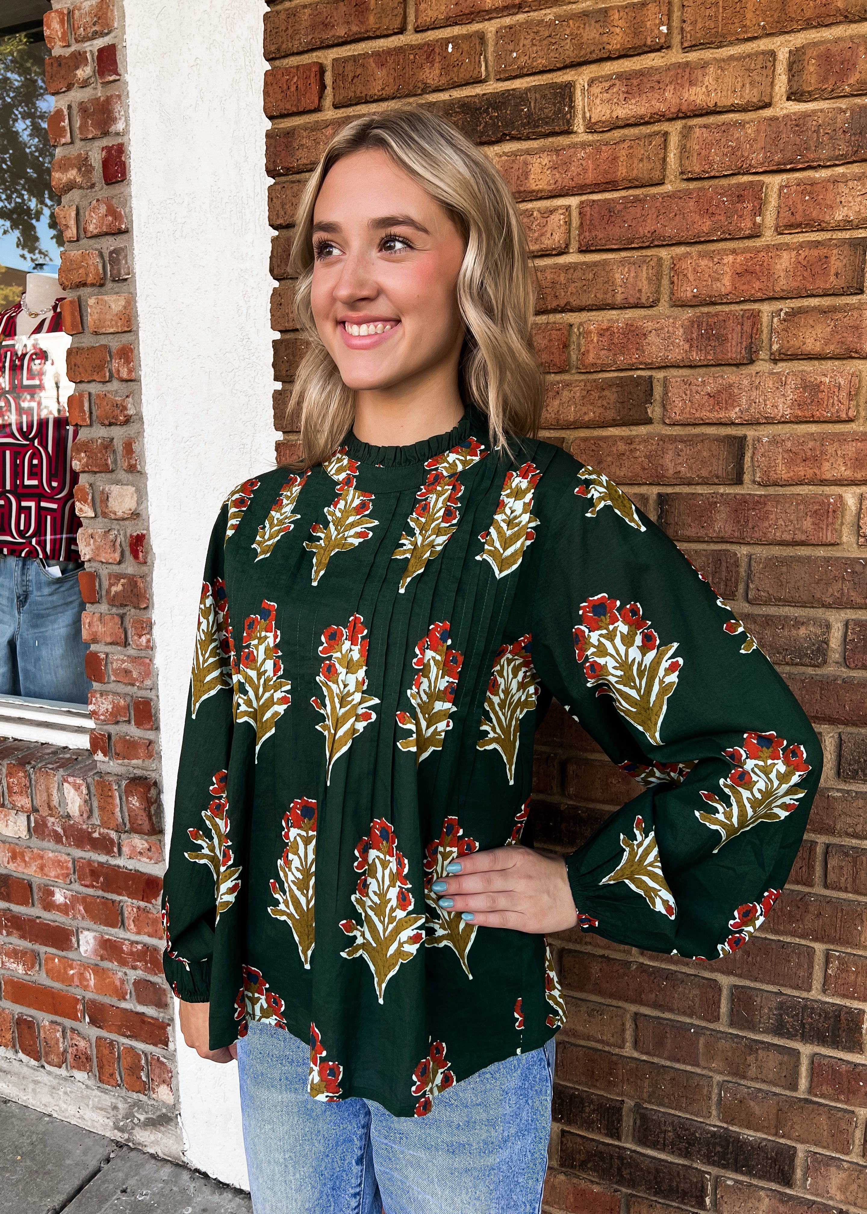 THML: Long Sleeve Floral Detail Top