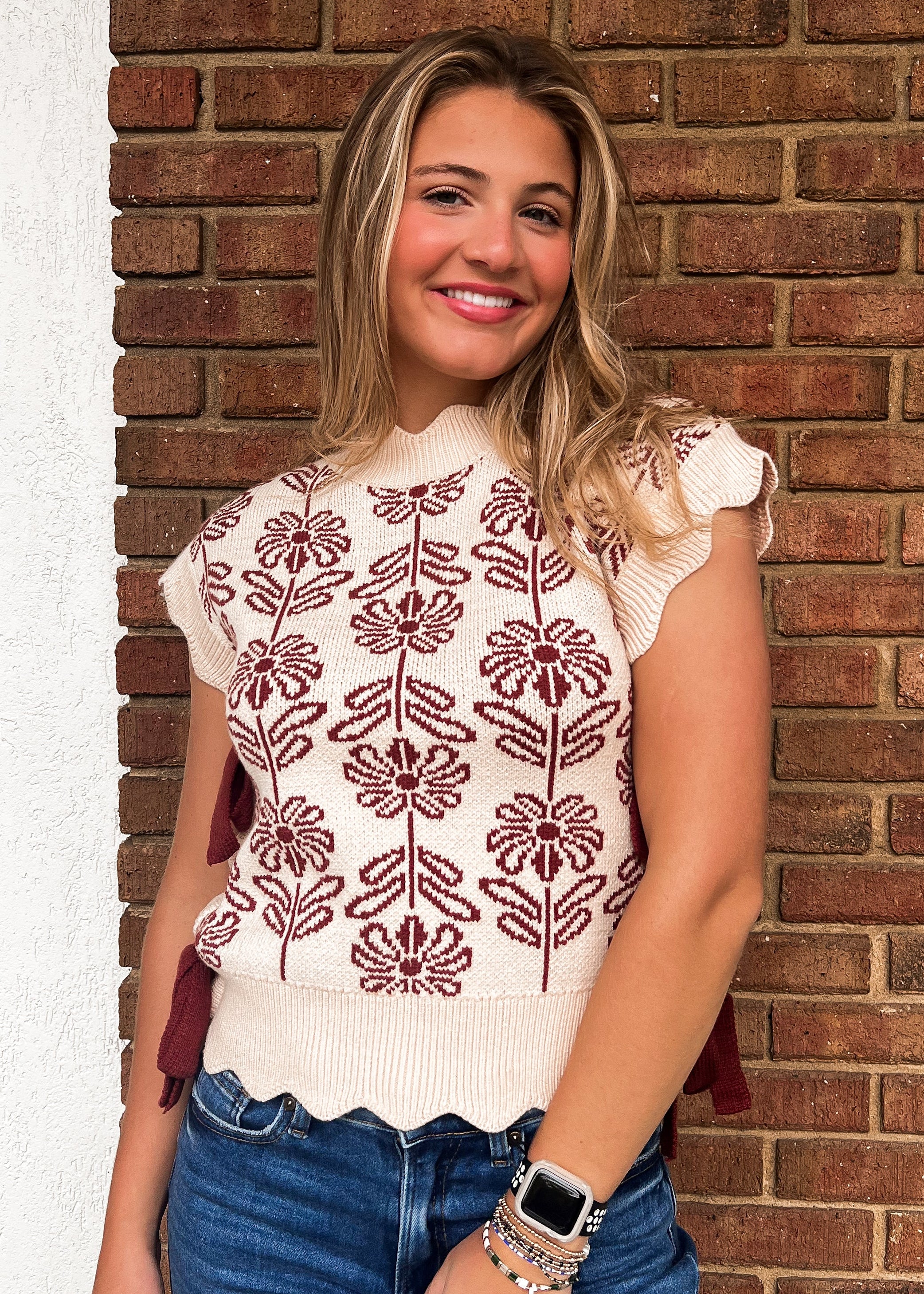 BEST SELLER: Brown Scallop Edge Sweater