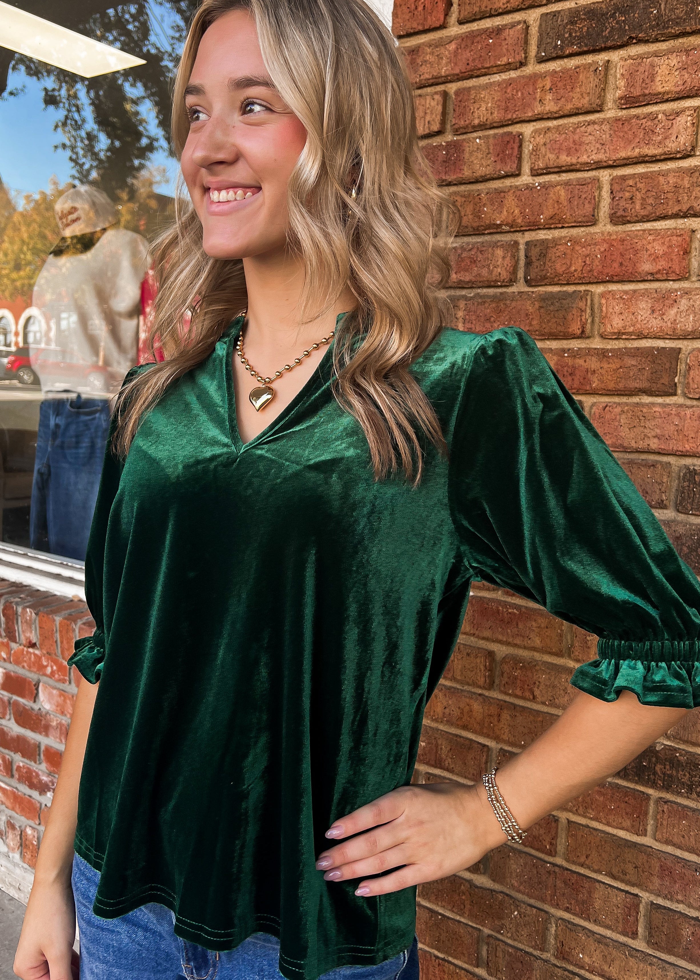 Valli Velvet V Neck Top