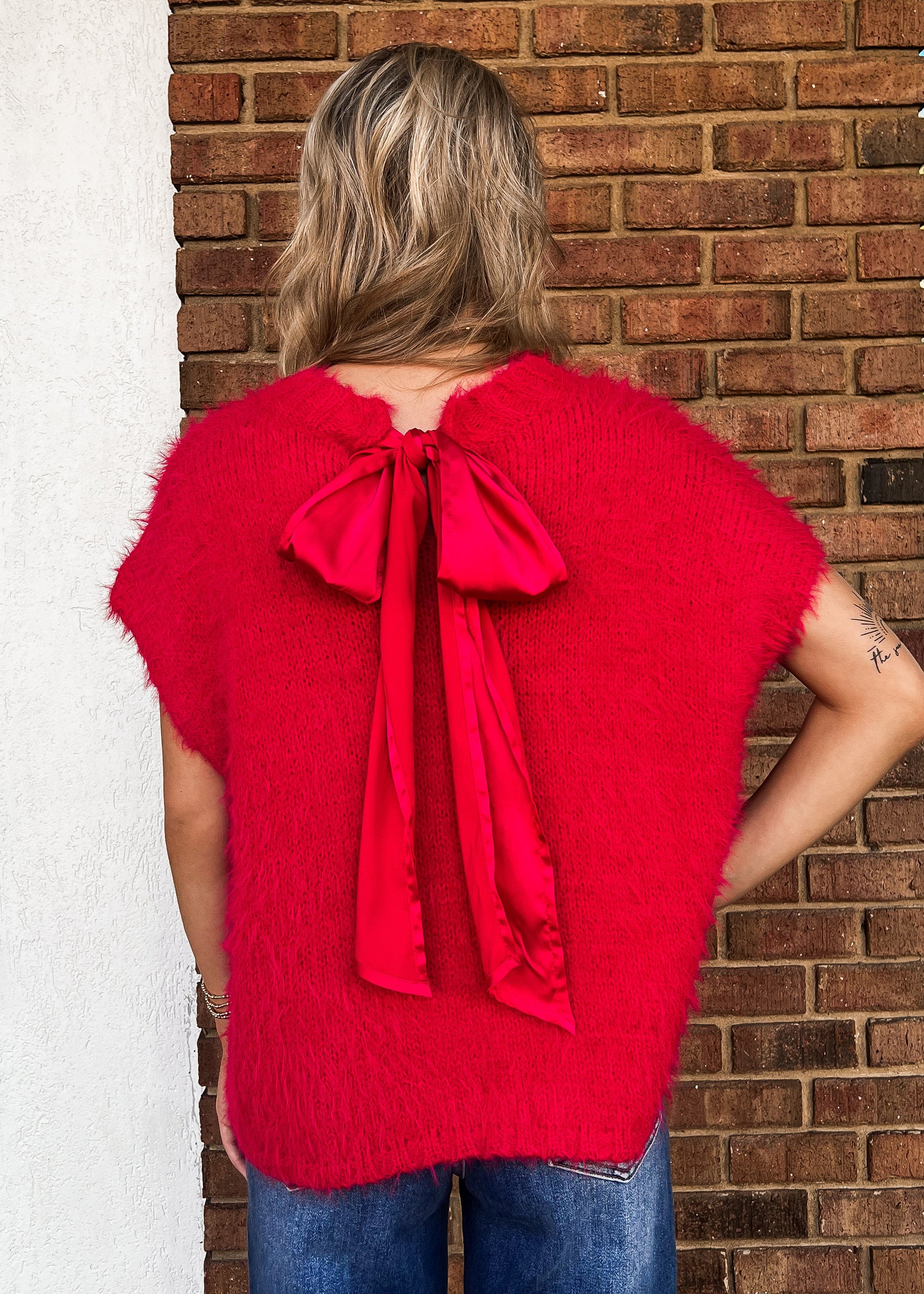 Betsy Red Bow Sweater