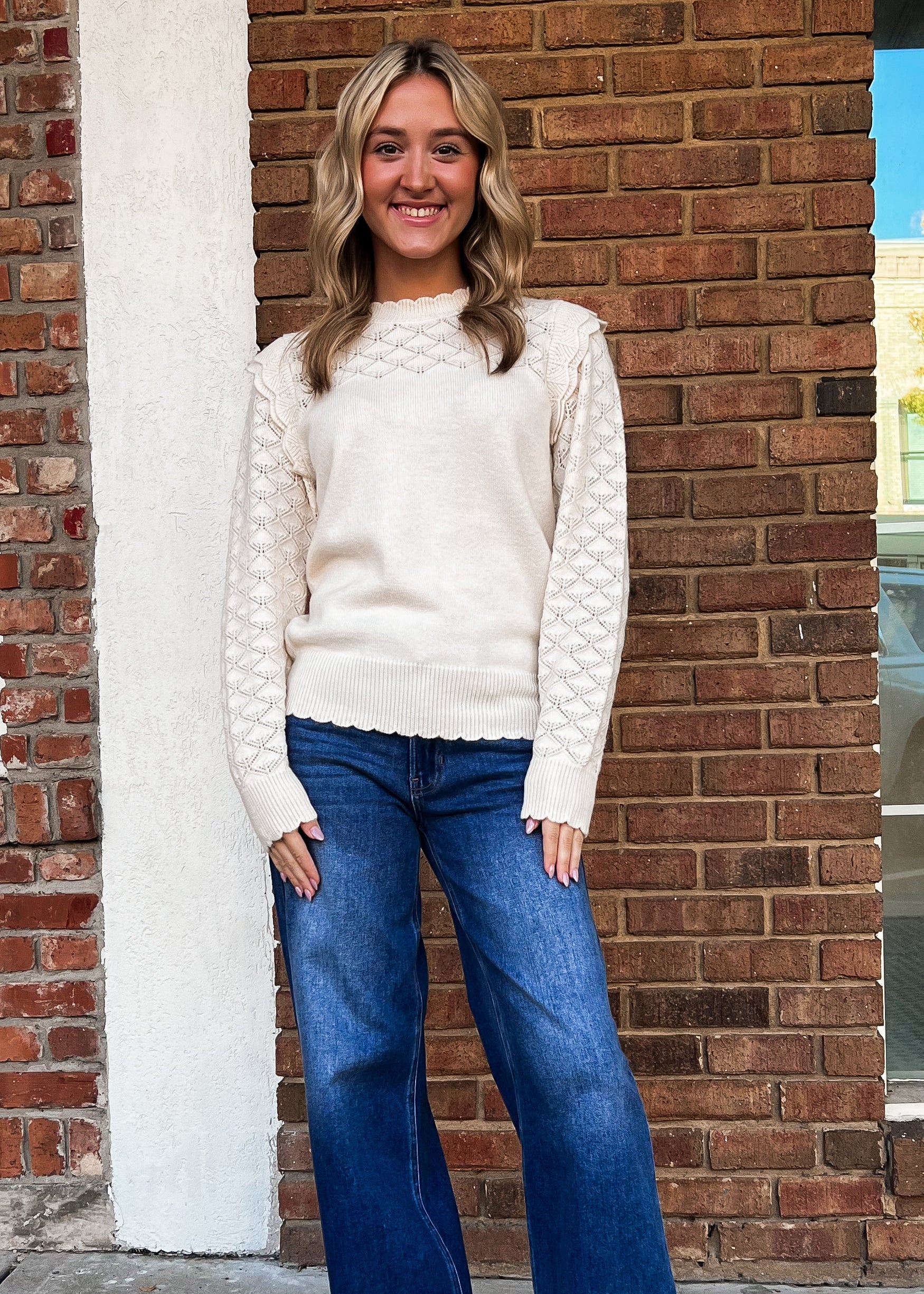 Isla Long Sleeve Cream Sweater