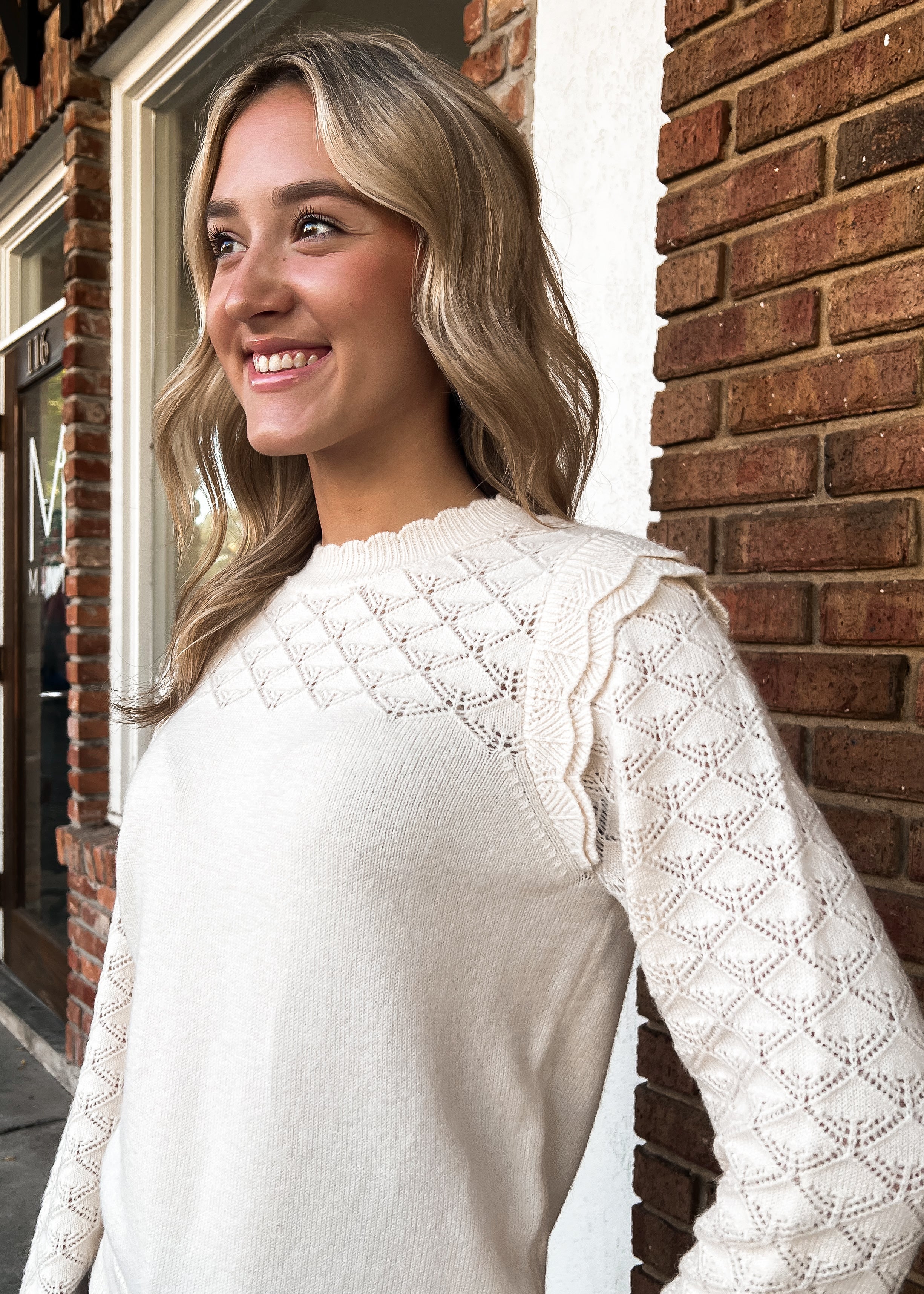 Isla Long Sleeve Cream Sweater