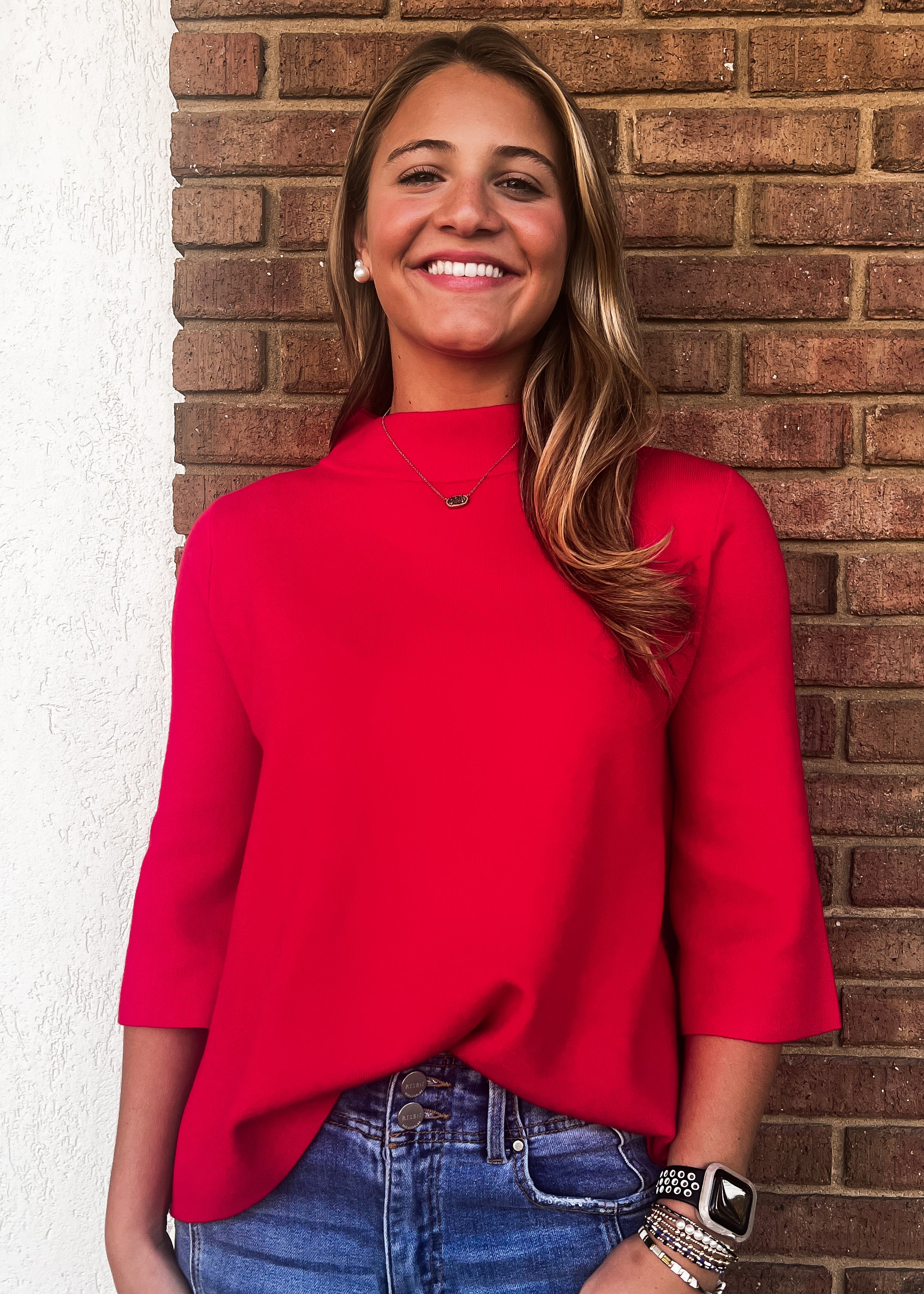 NEW COLOR: Mock Neck Sweater, Red