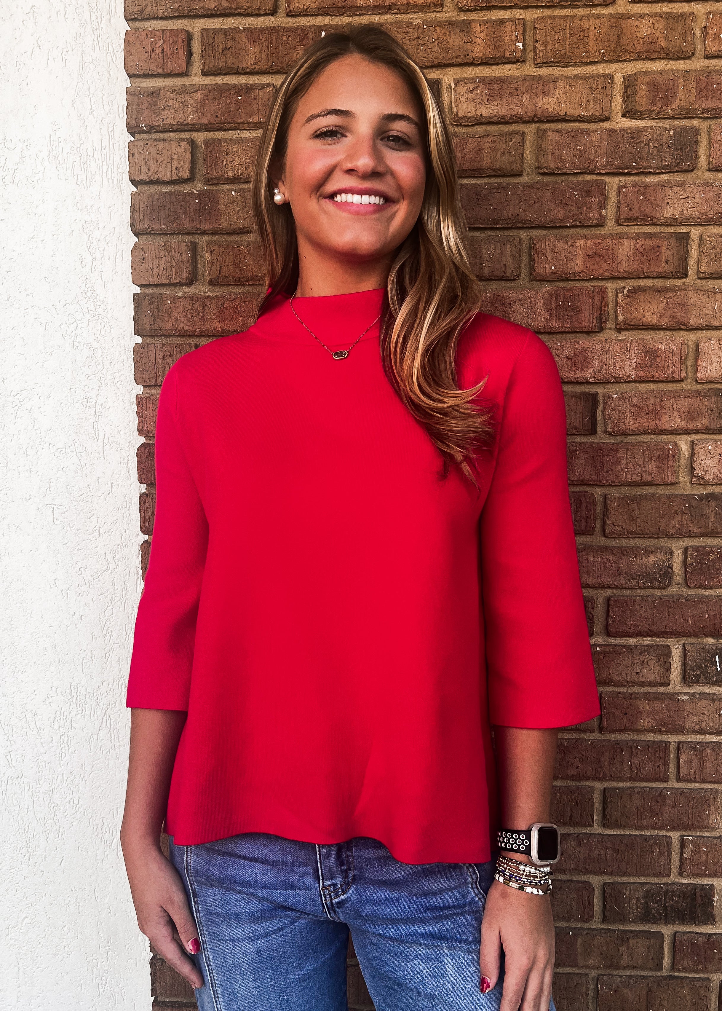 NEW COLOR: Mock Neck Sweater, Red