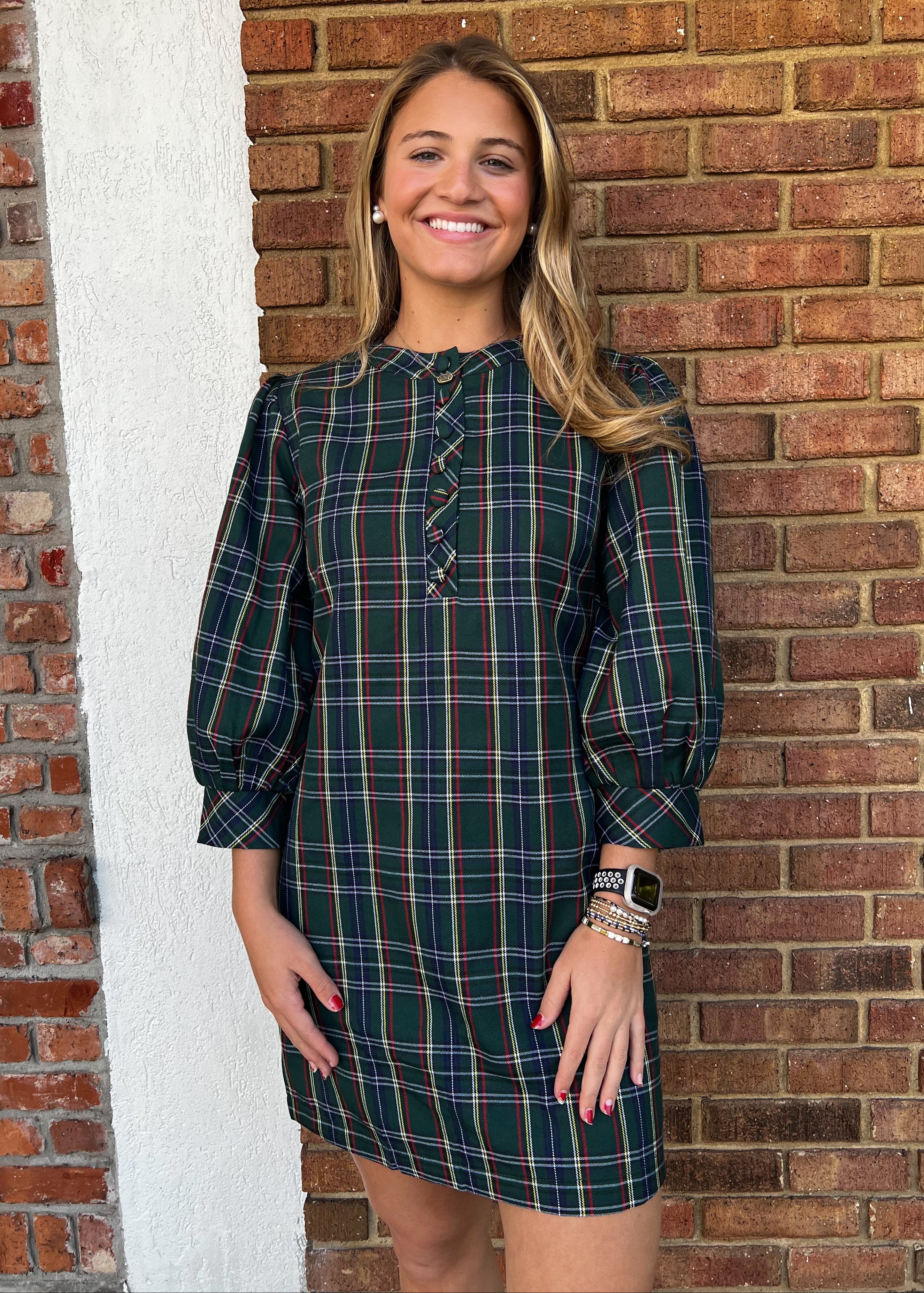 Meri Plaid Button Down Dress