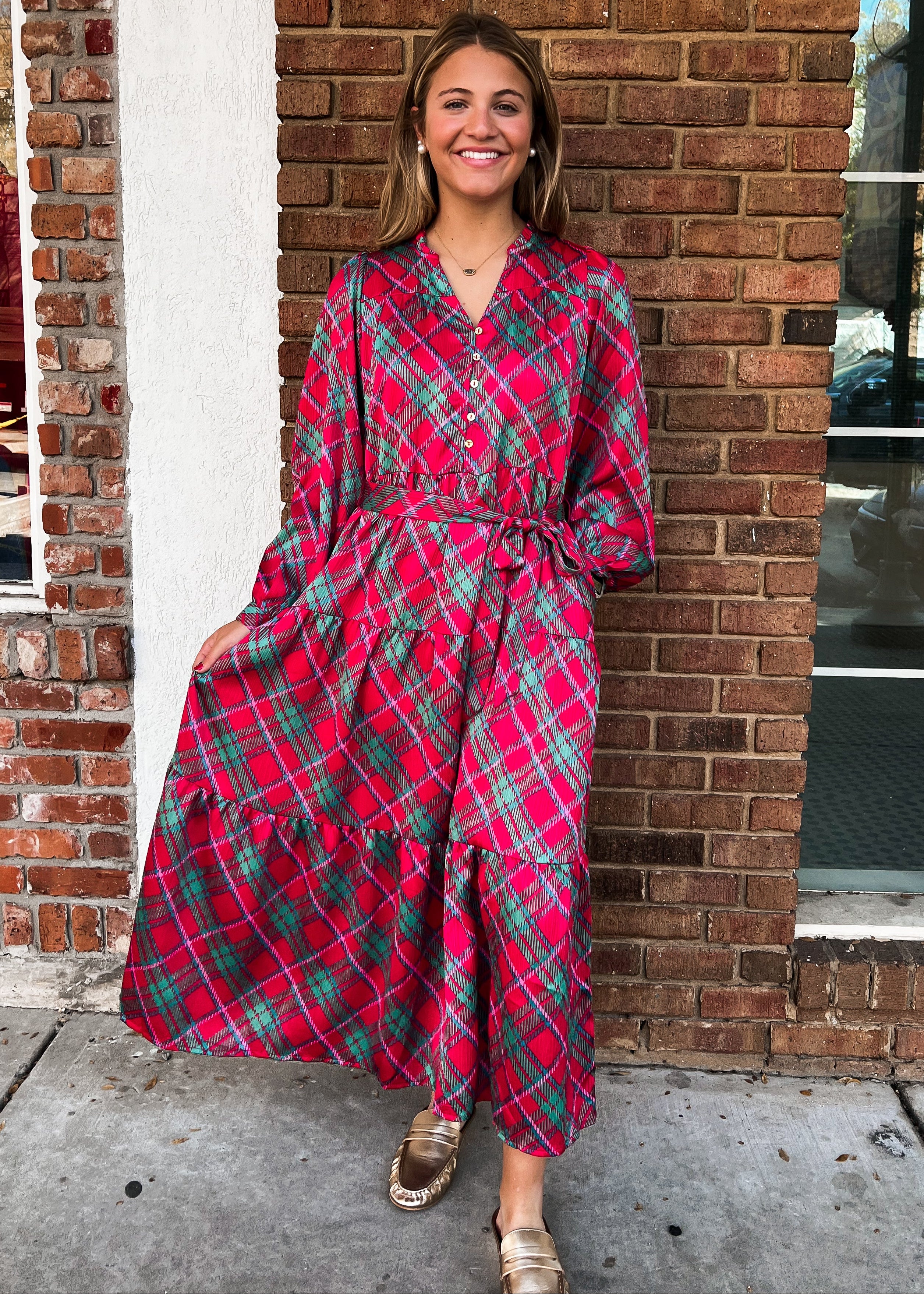 Gracelyn Plaid Tiered Dress
