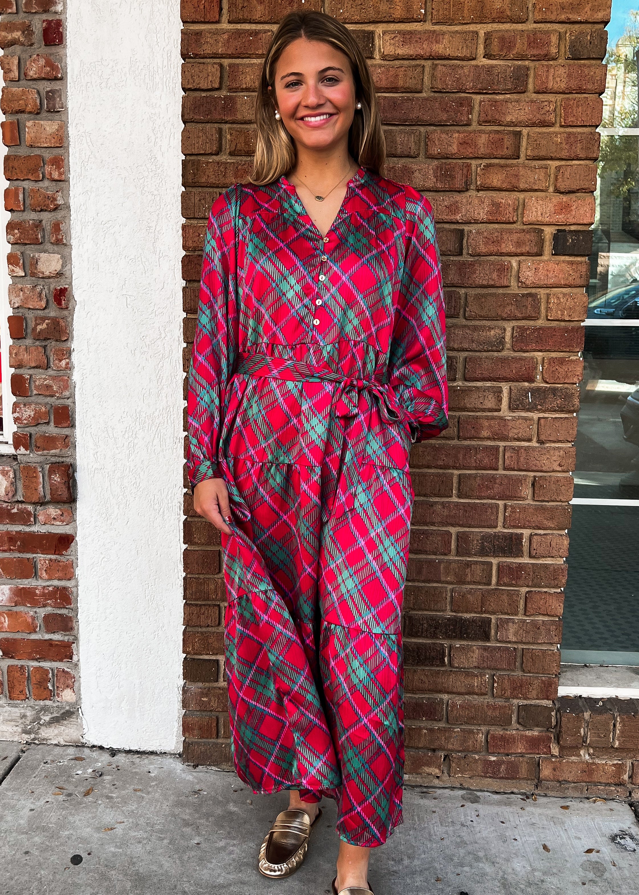 Gracelyn Plaid Tiered Dress