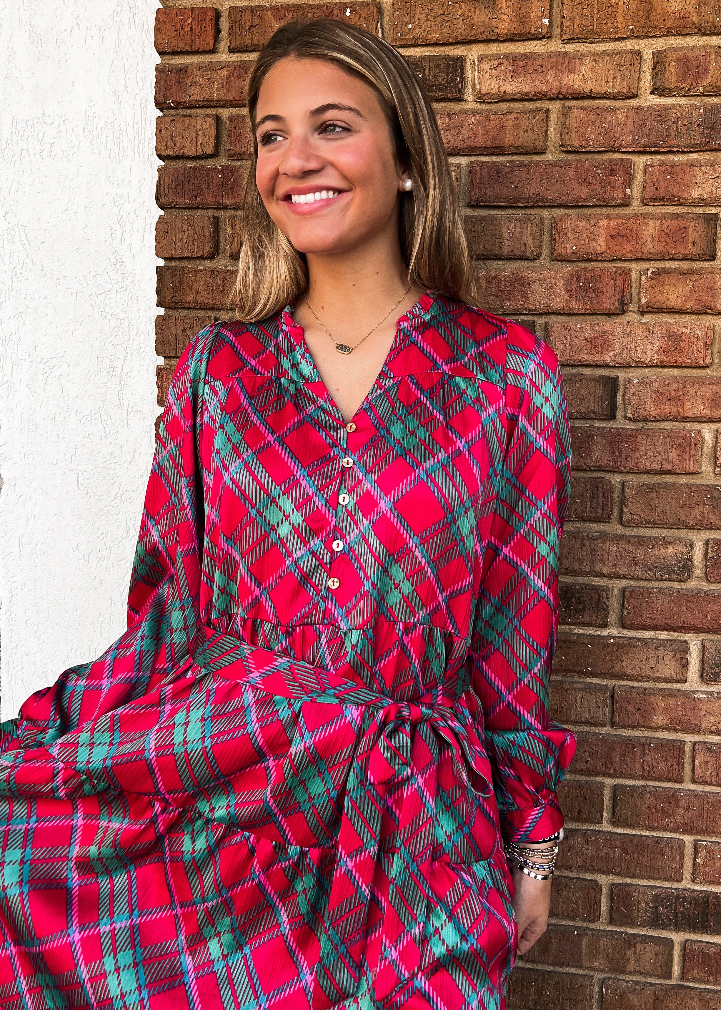 Gracelyn Plaid Tiered Dress