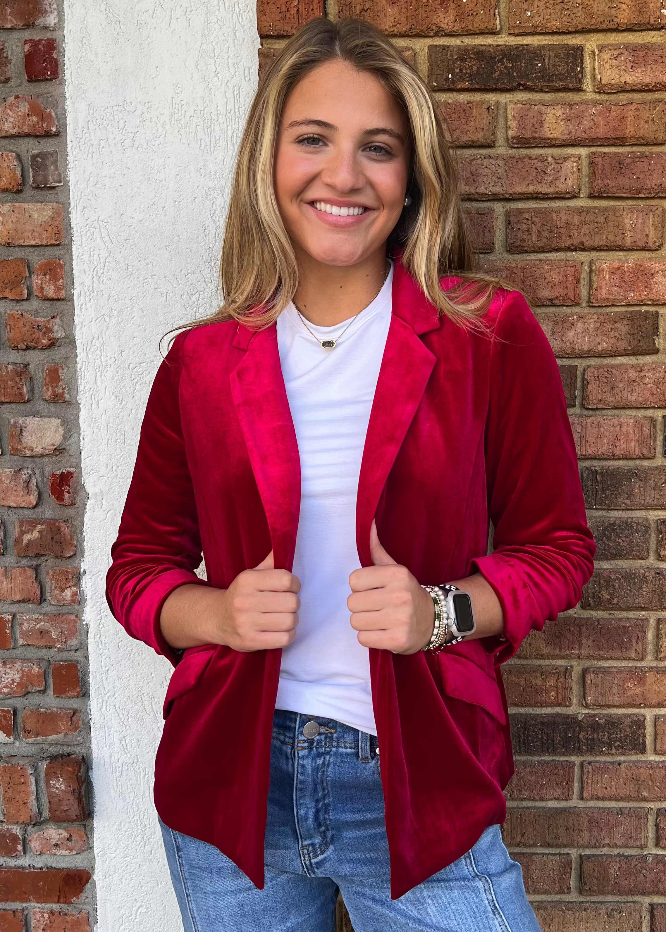 Tatum Velvet Red Blazer