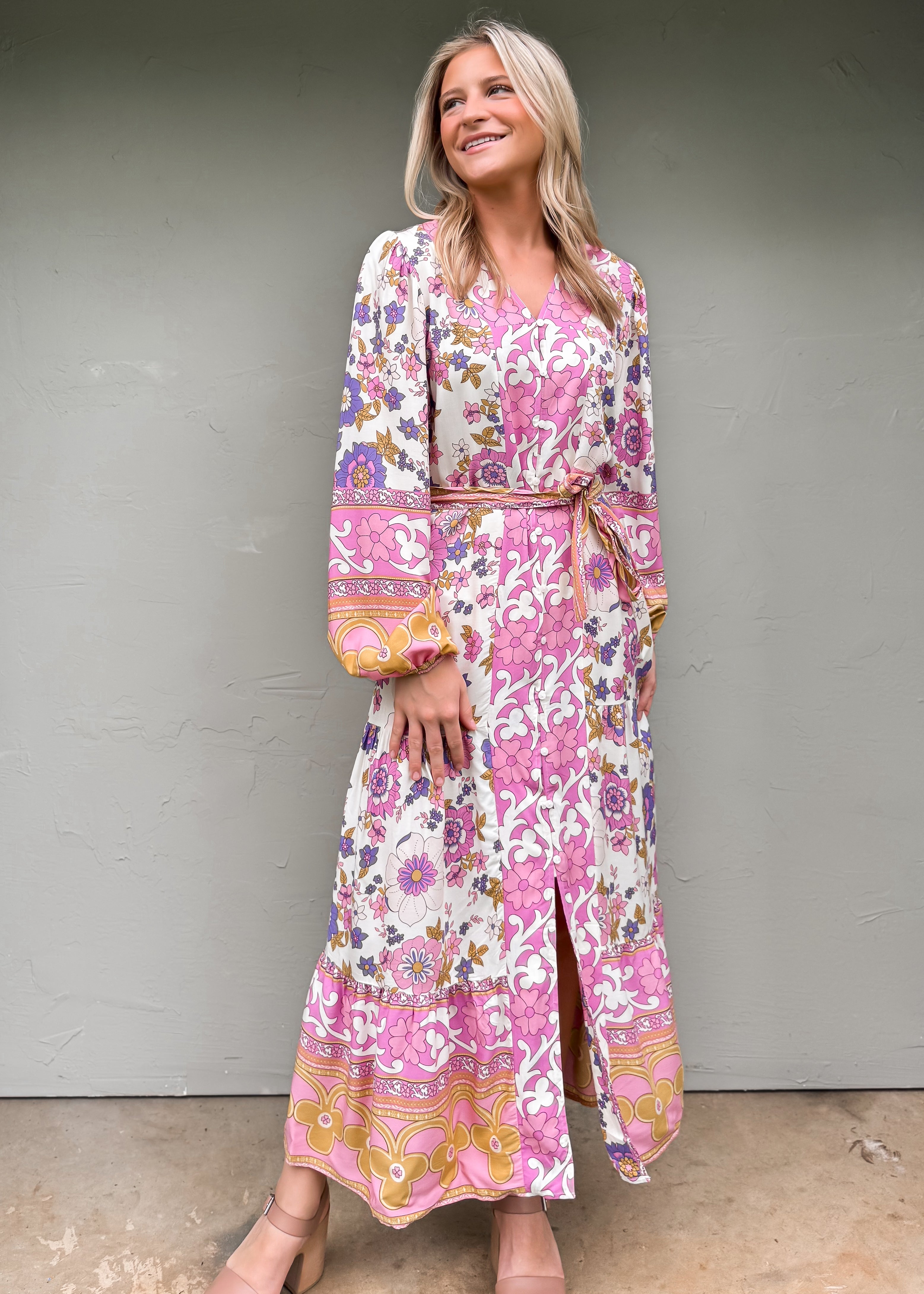 Camellia Floral Maxi Dress, Pink