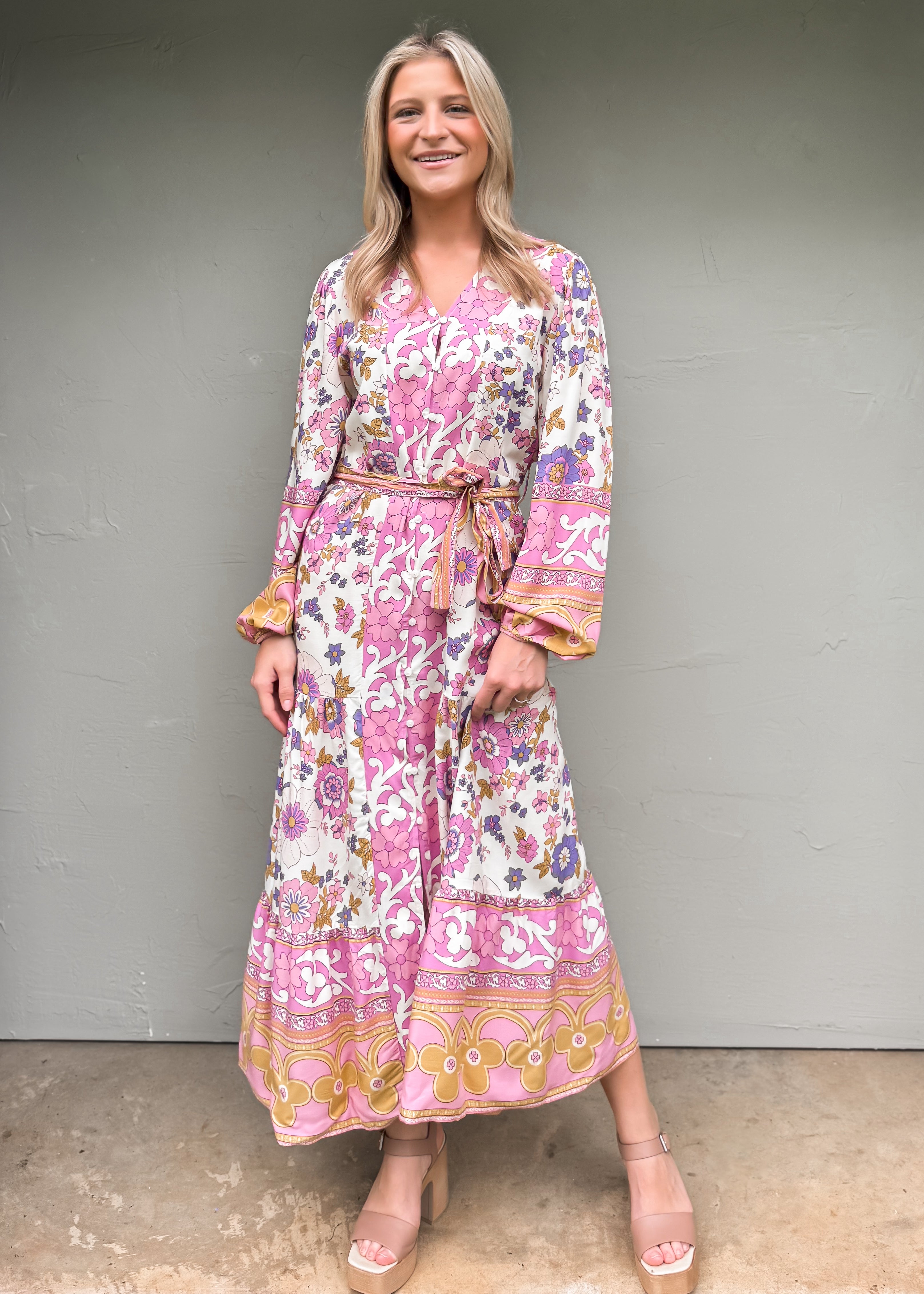 Camellia Floral Maxi Dress, Pink