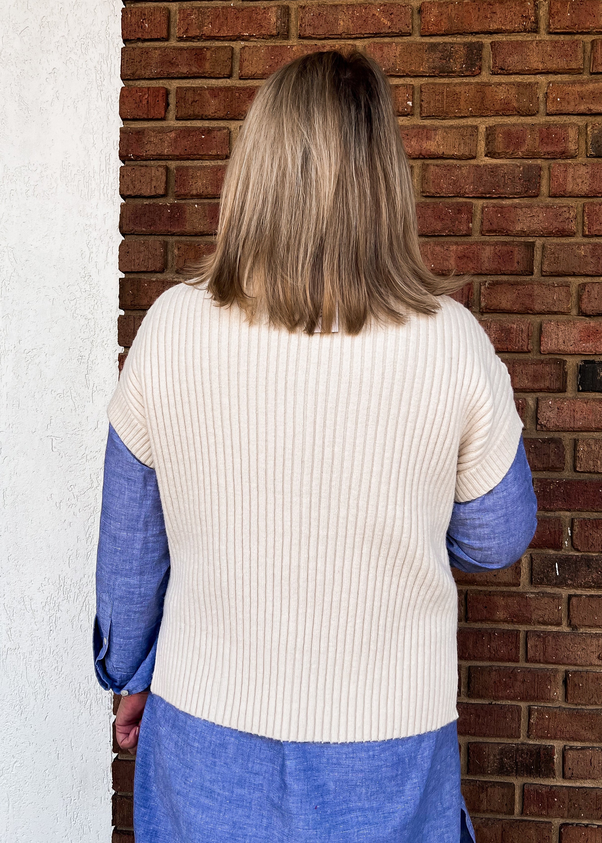 Cream Turtleneck Sweater Vest