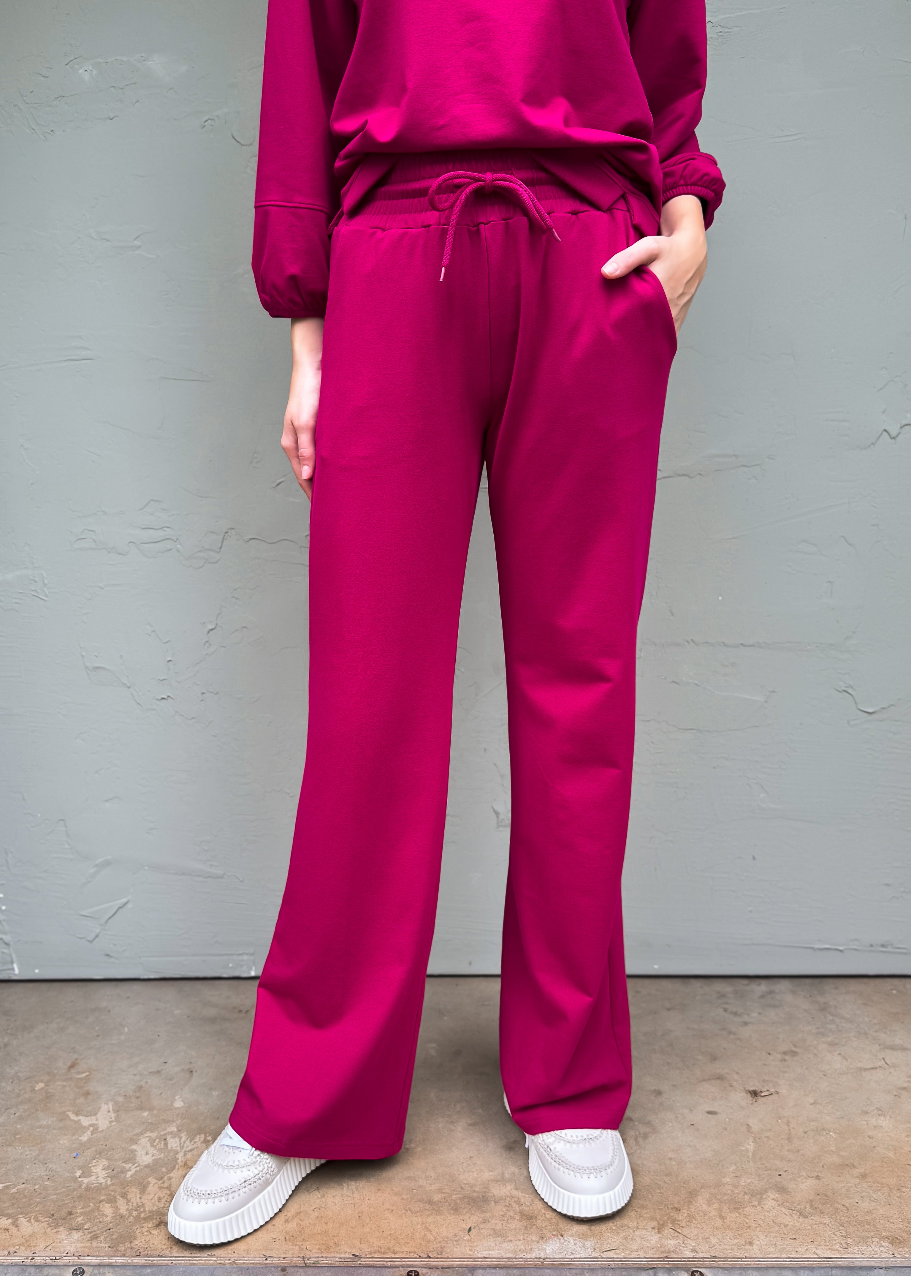 Another Love: Quincy Wide Leg Pants, Ruby Pink