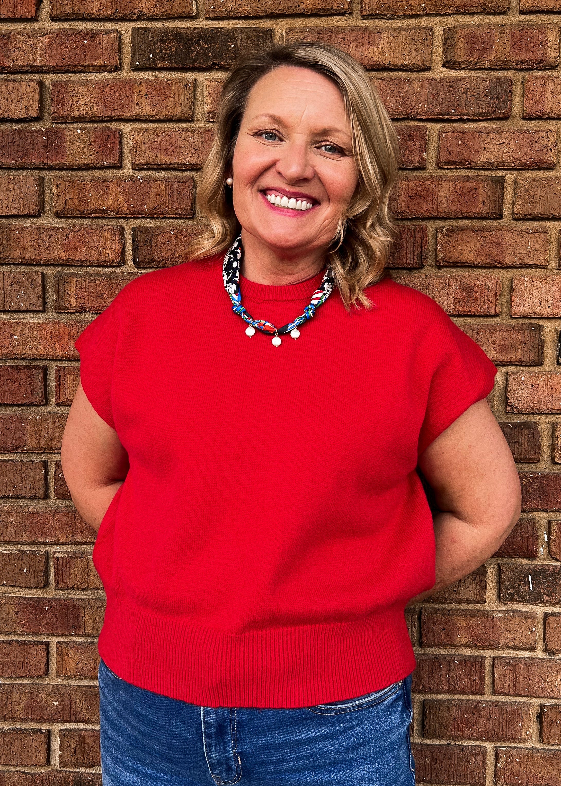 NEW COLOR: Sallie Cap Sleeve Sweater - Red