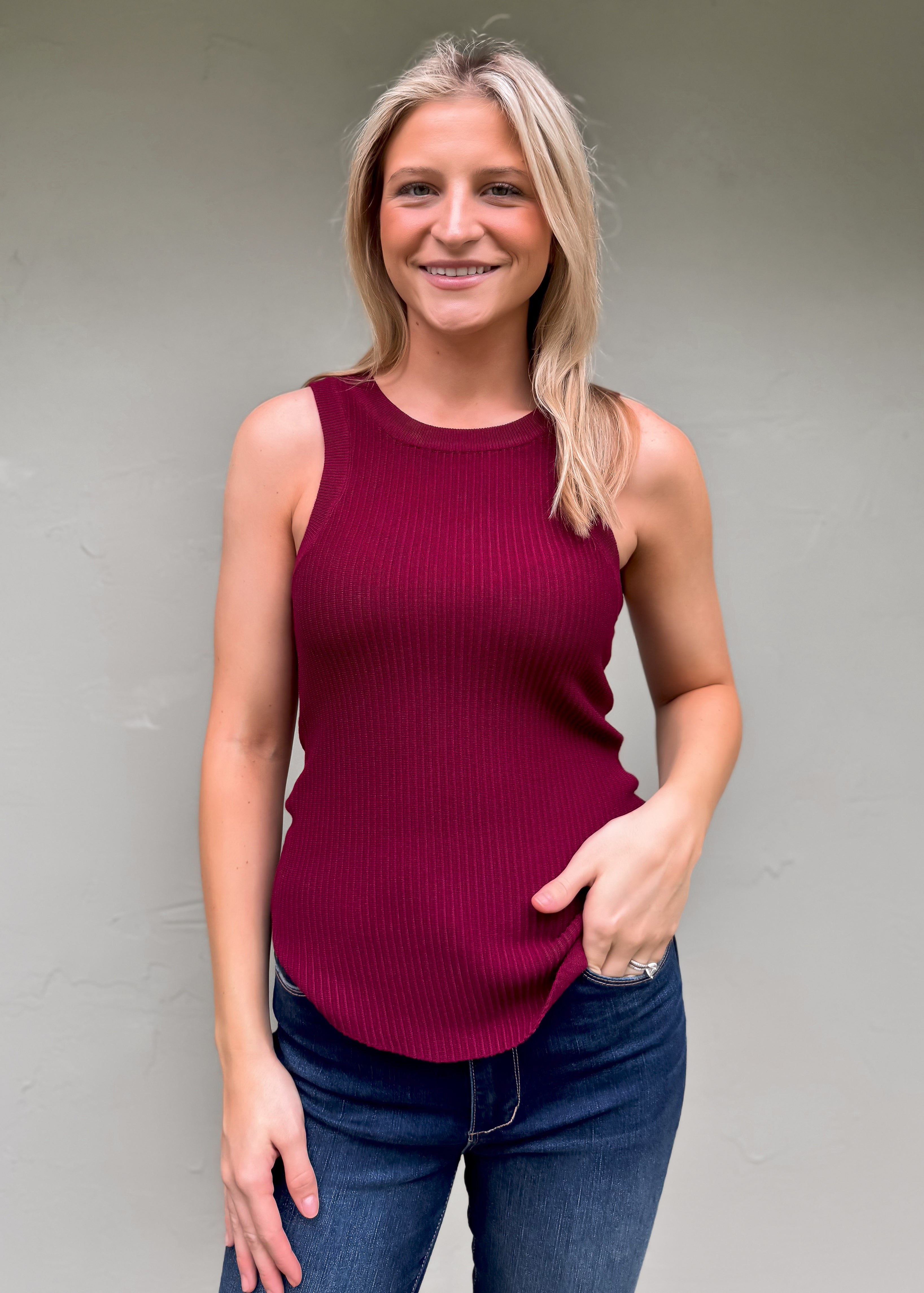 Another Love: Cora Sleeveless Sweater Tank, Compote