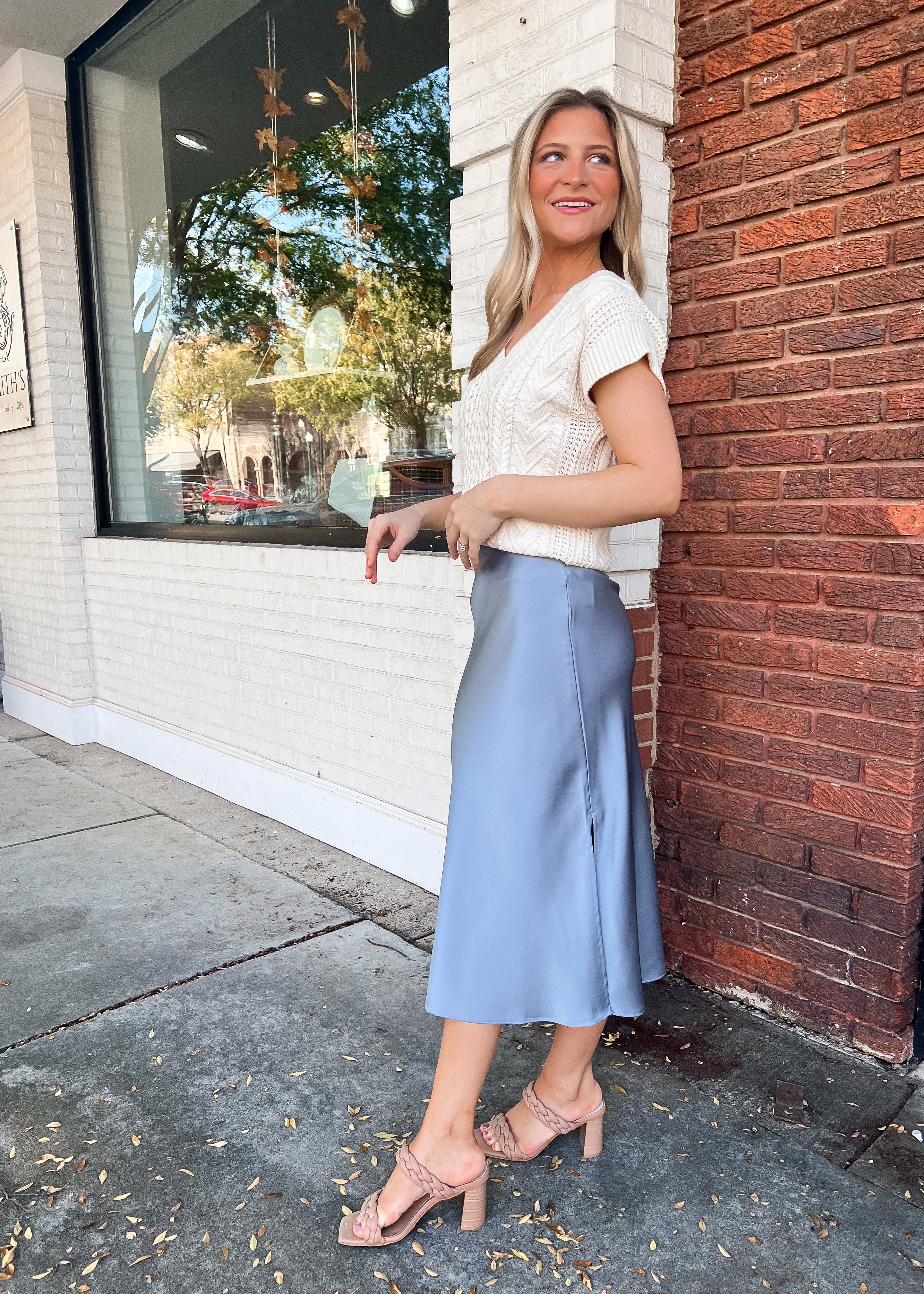 Lucy Paris: Zoie Satin Midi Skirt