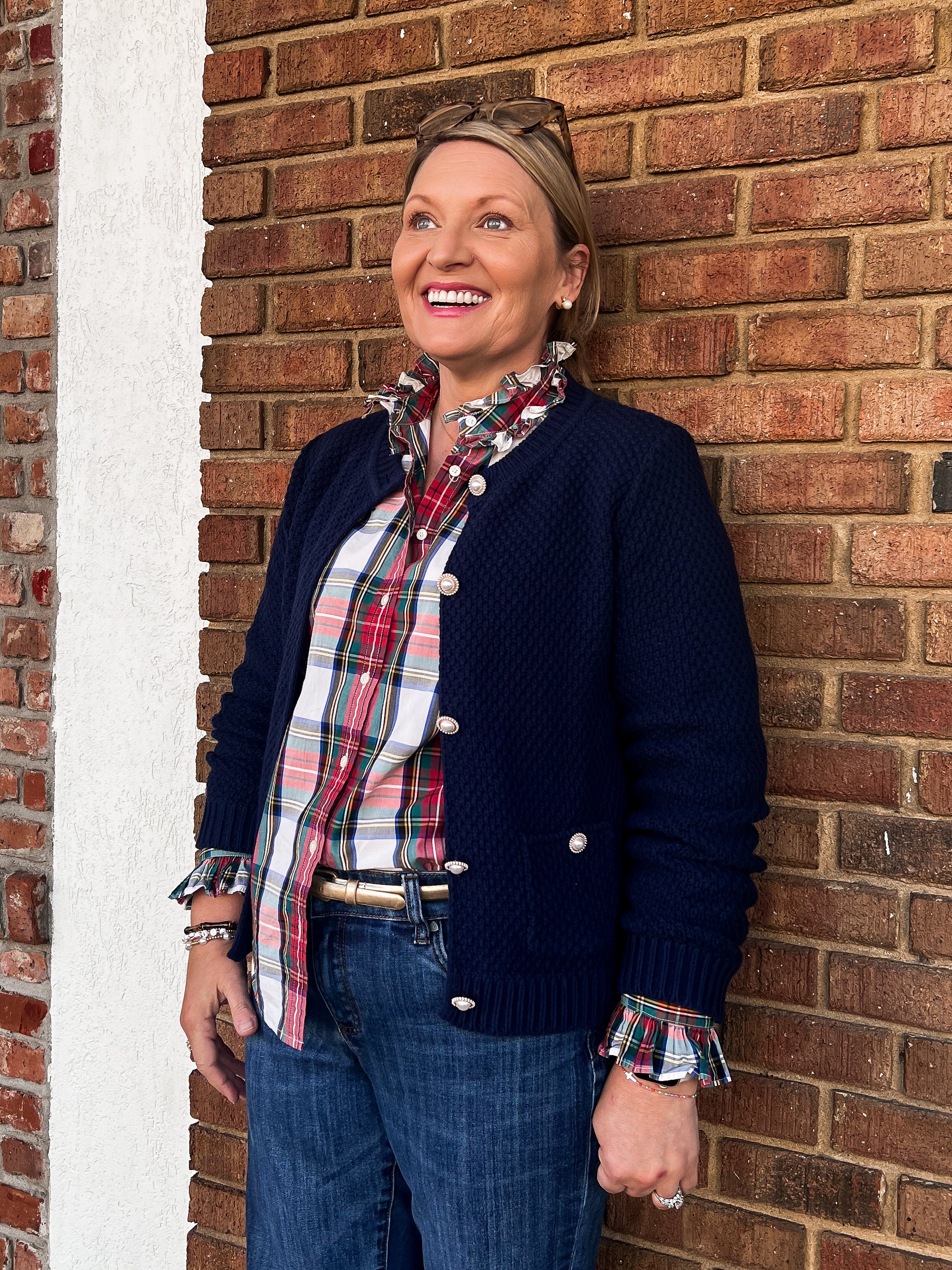 Callie Navy Pearl Button Cardigan