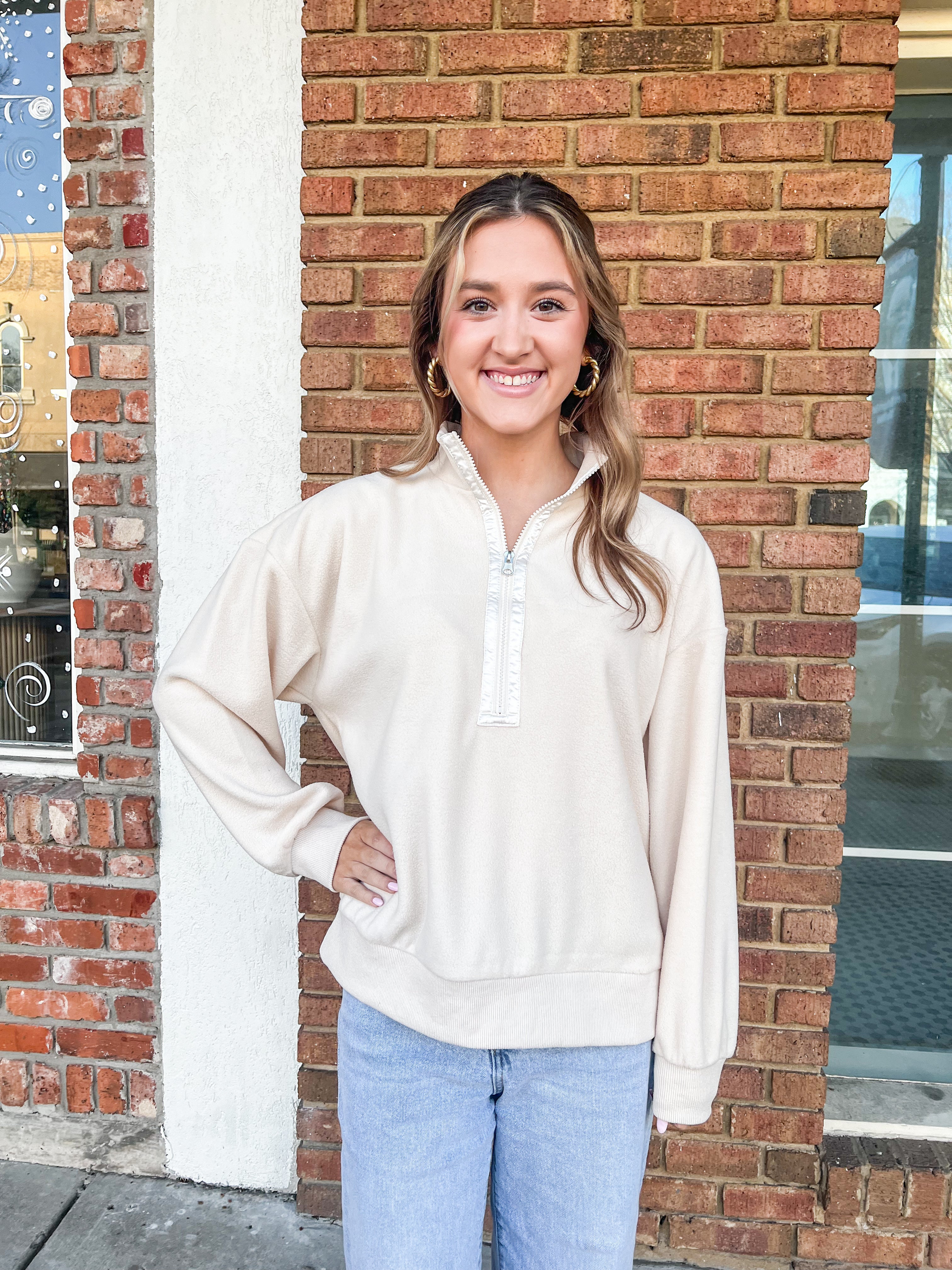 Reese Cream Fleece 1/2 Zip Pullover