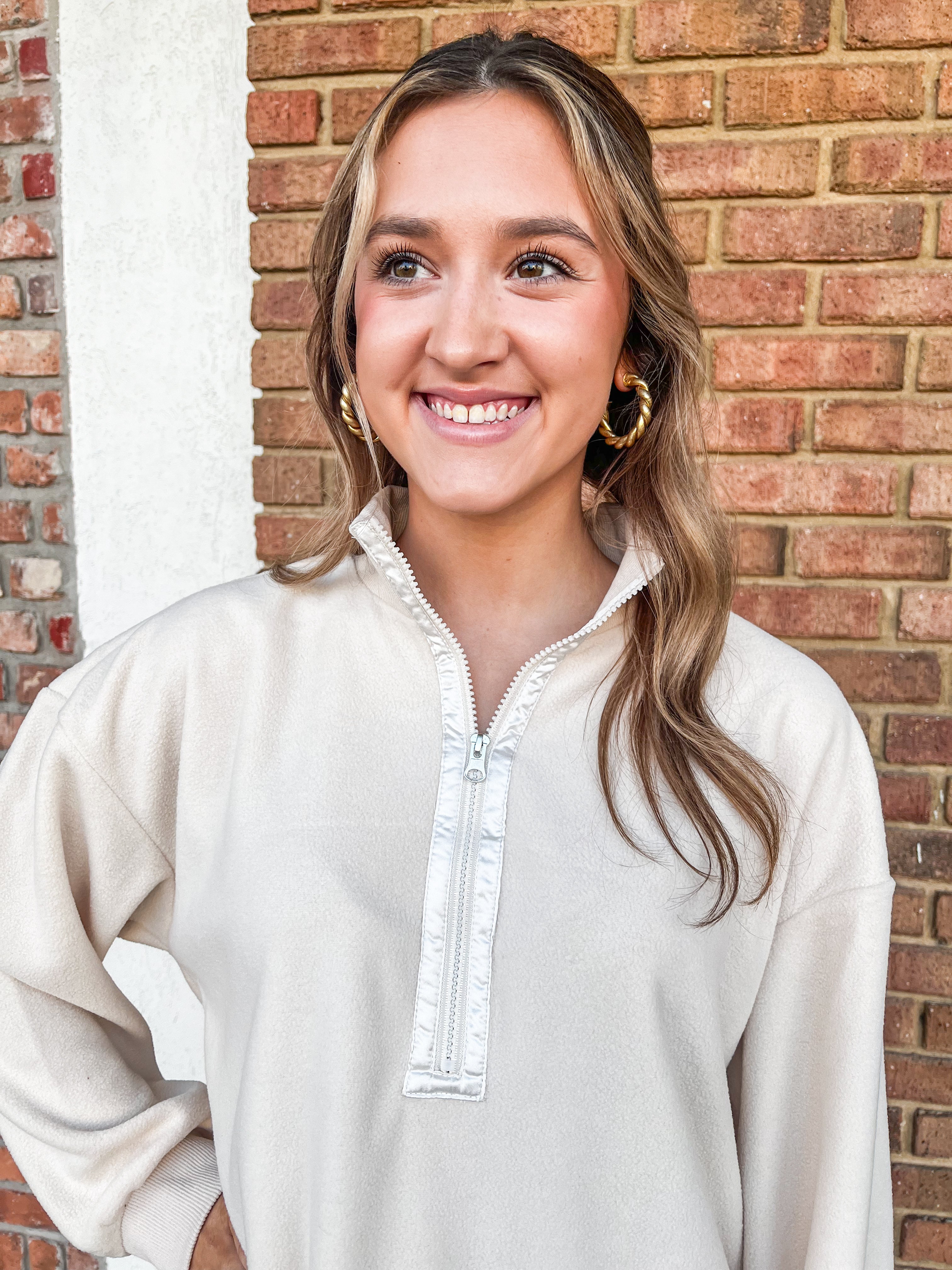 Reese Cream Fleece 1/2 Zip Pullover