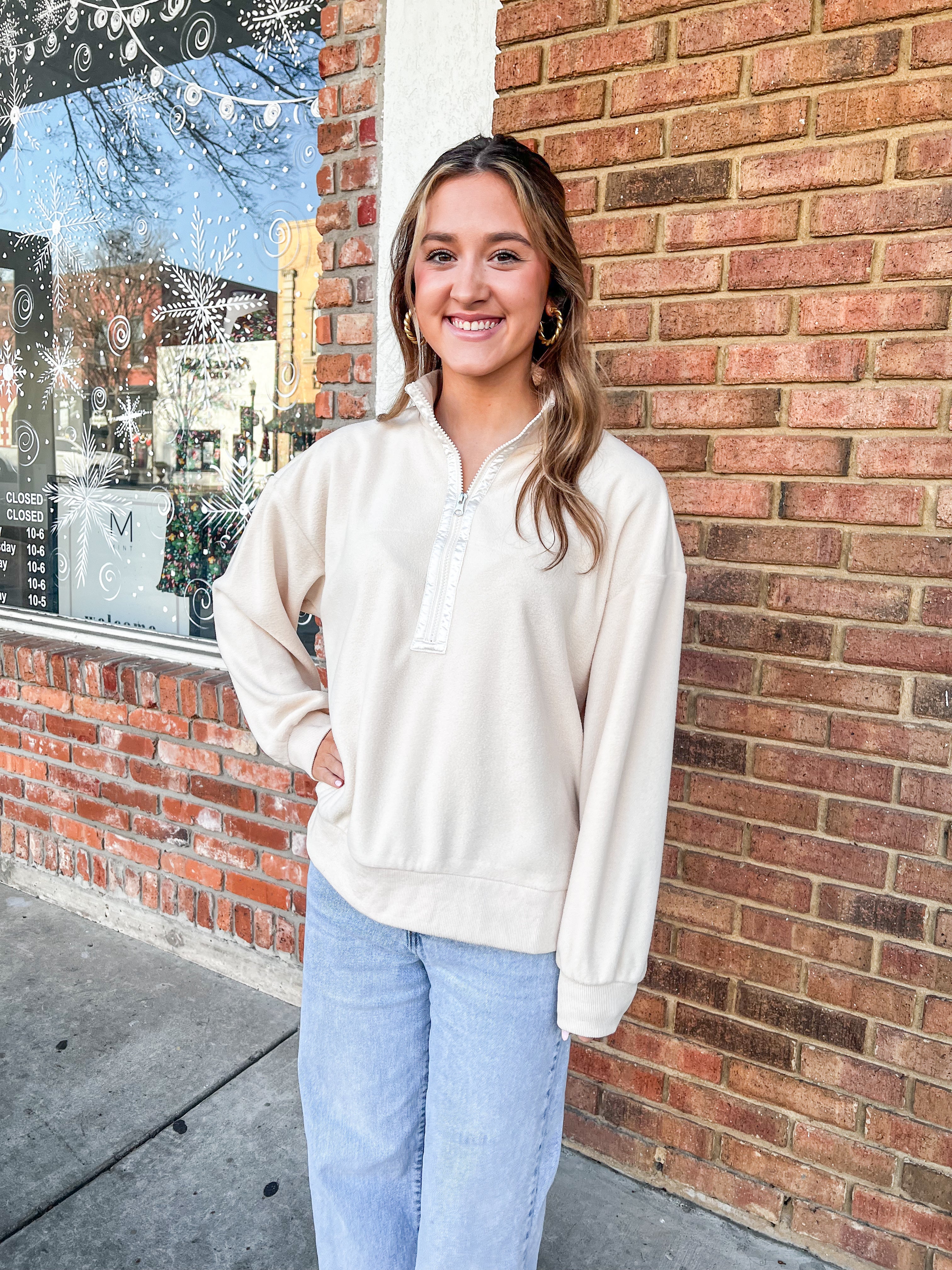 Reese Cream Fleece 1/2 Zip Pullover