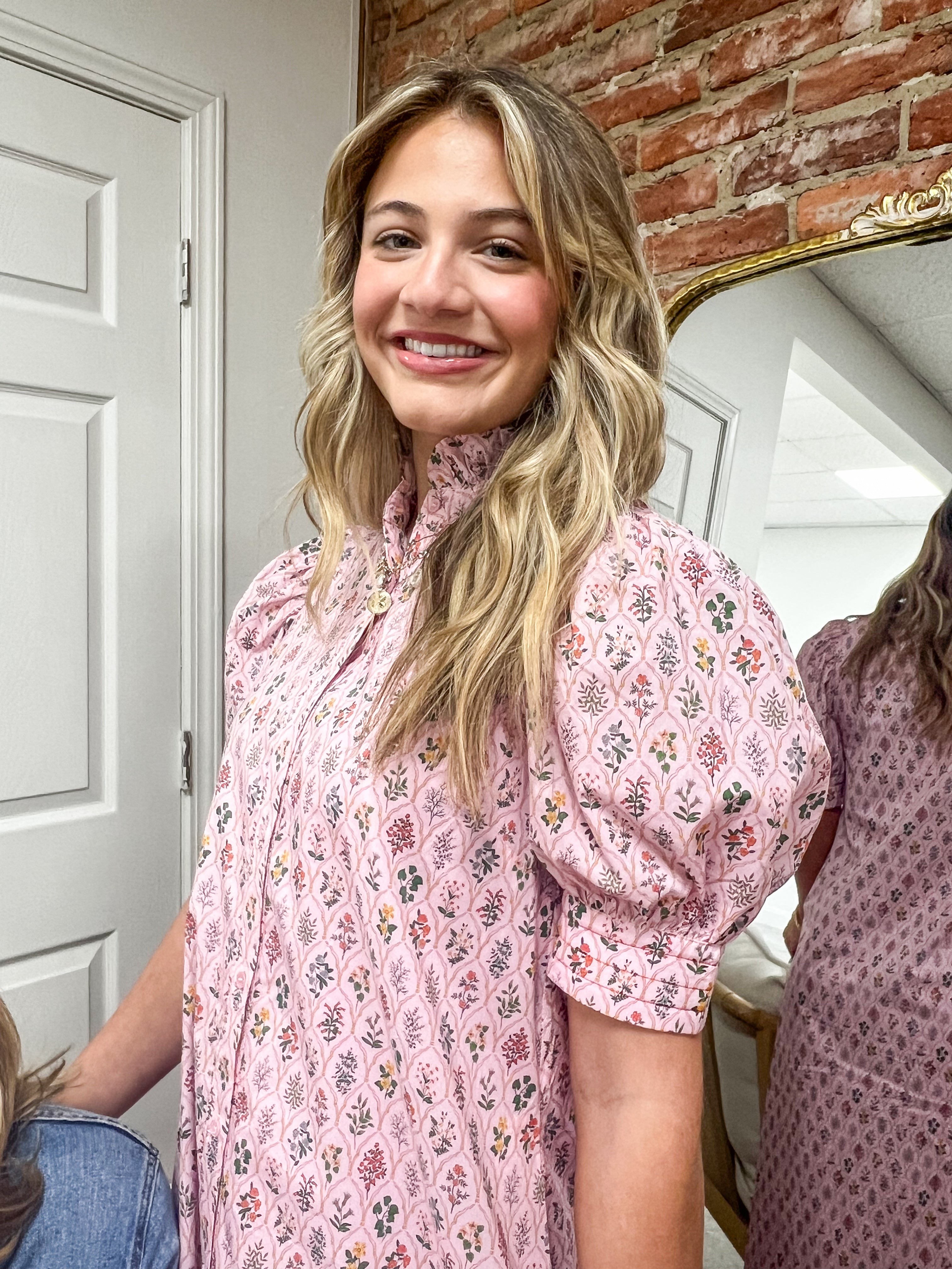 Ann Pink Floral Button Down Maxi Dress