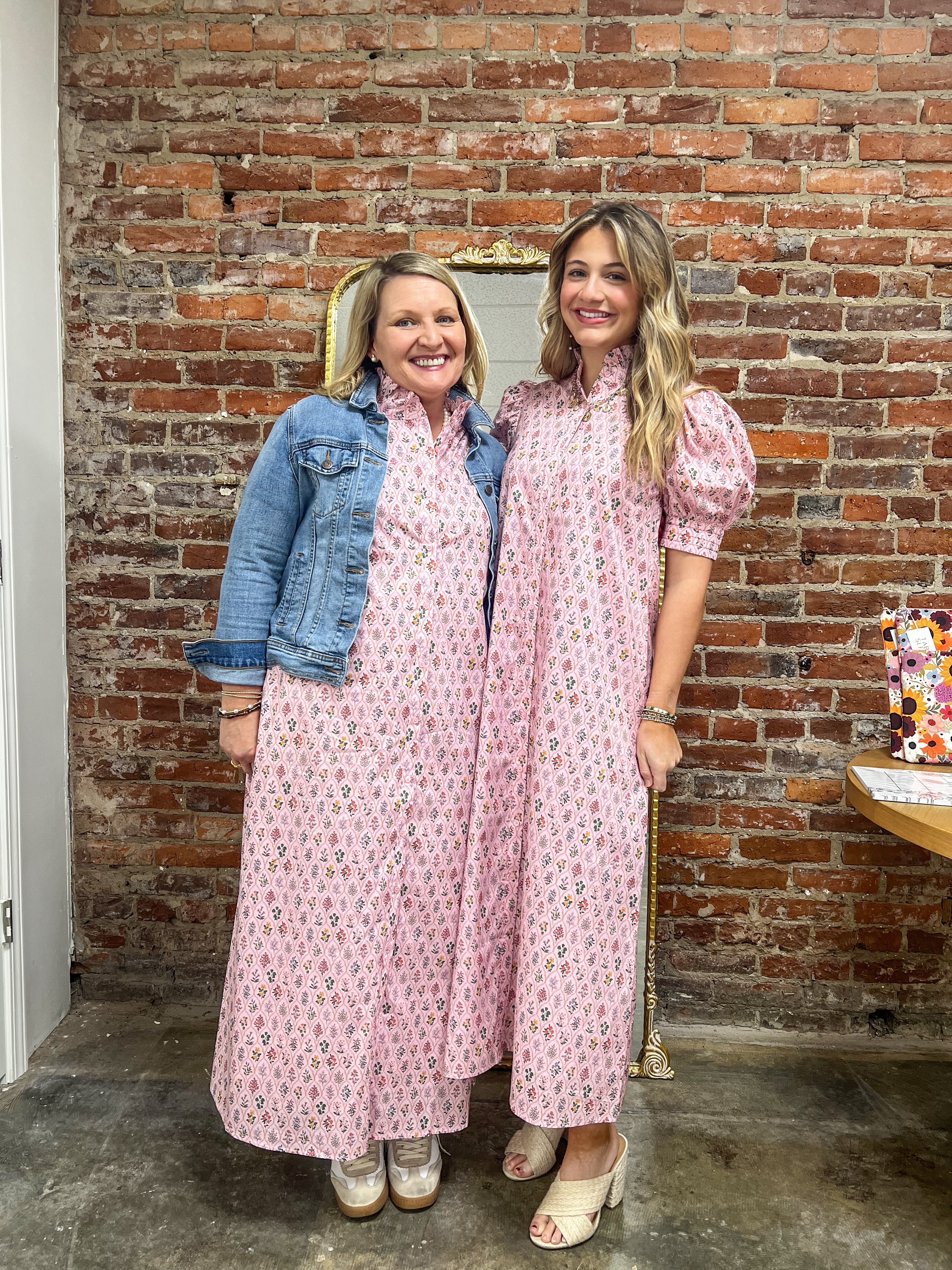 Ann Pink Floral Button Down Maxi Dress