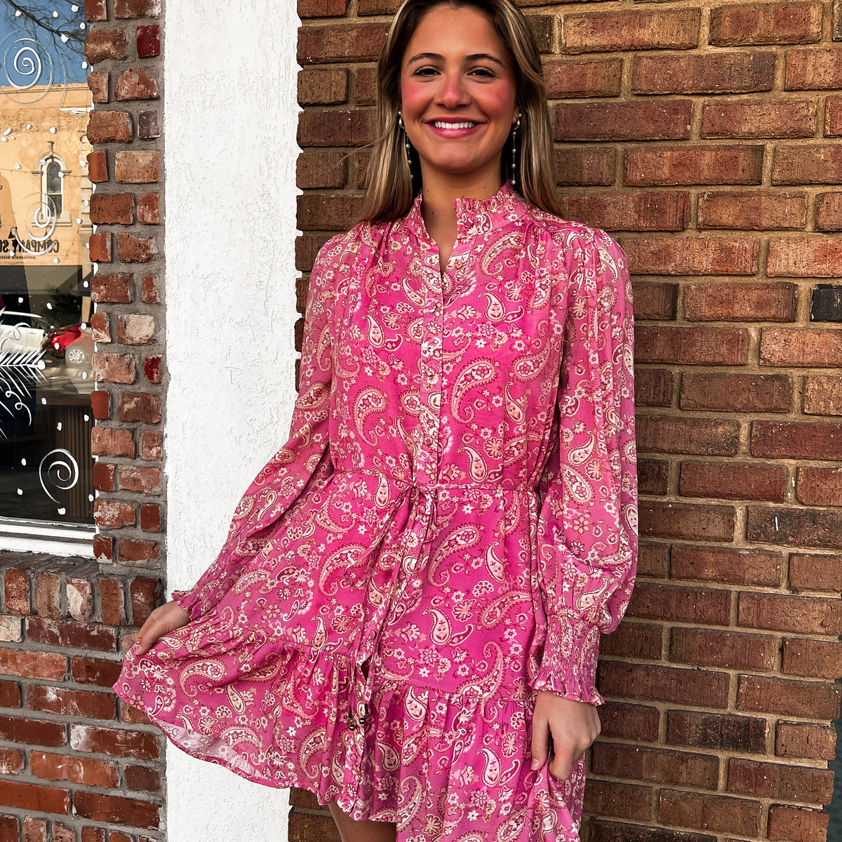 Paisley Tie Waist Dress Small