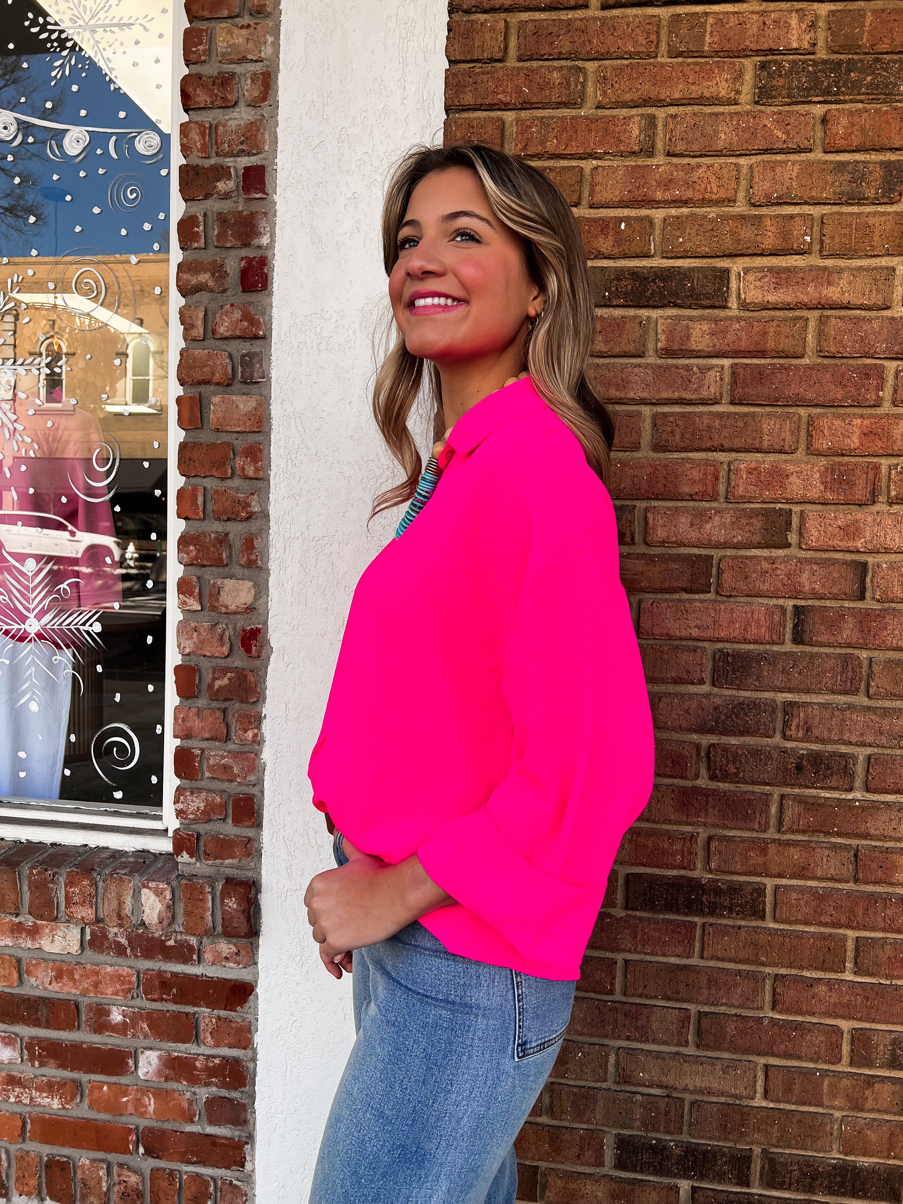 Peri Pink Button Down Top