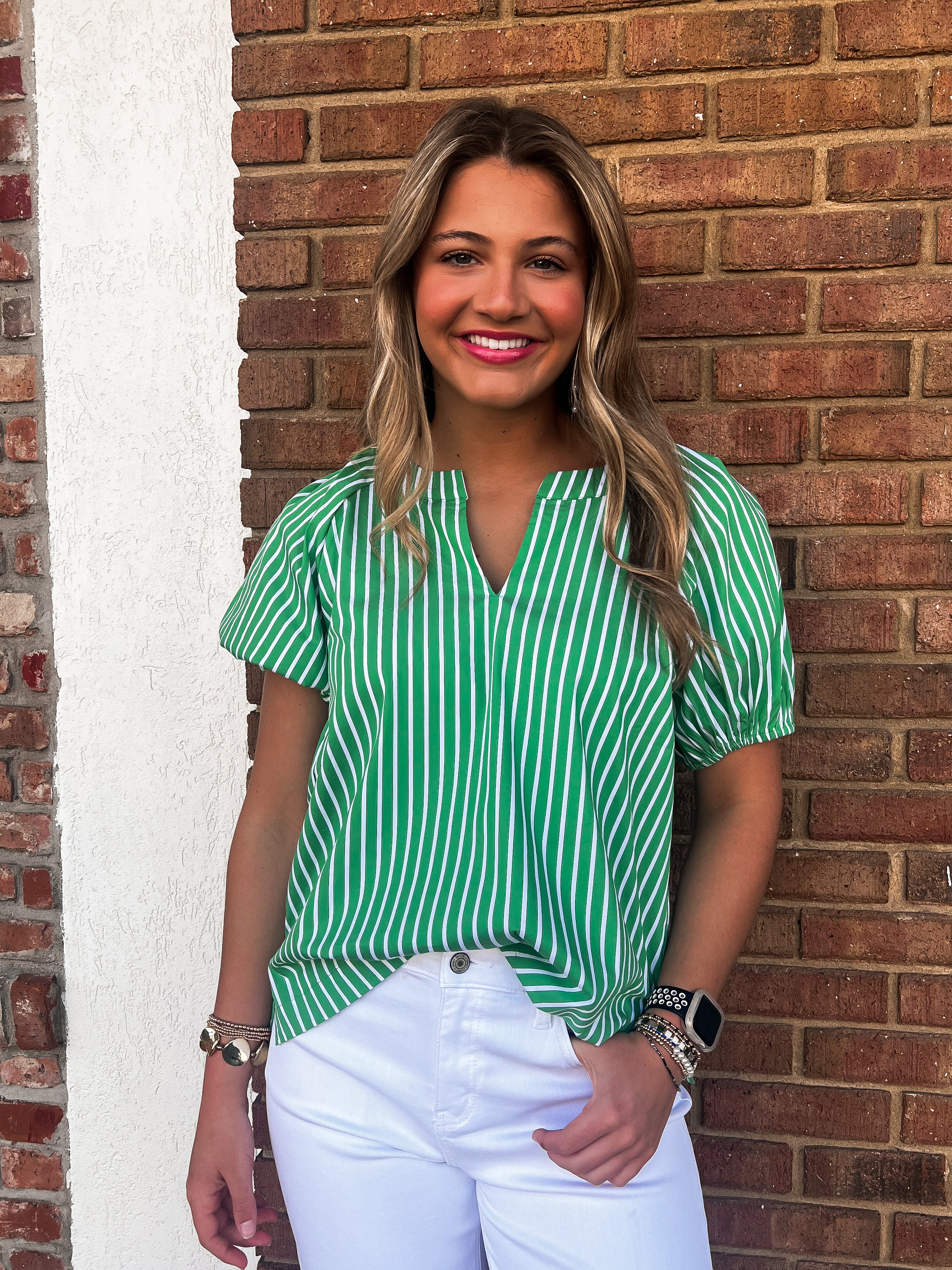 Palmer Green Stripe Top