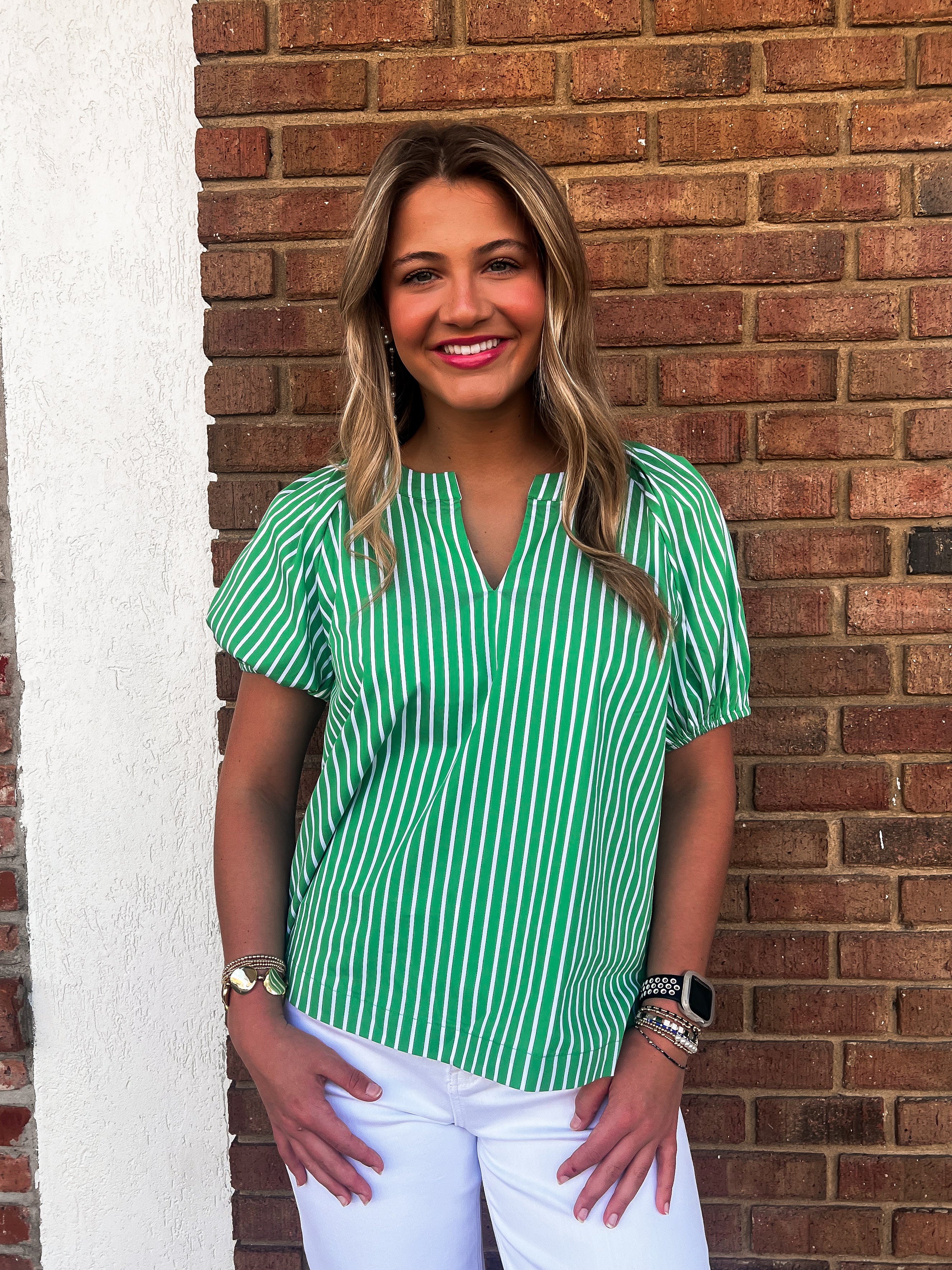 Palmer Green Stripe Top