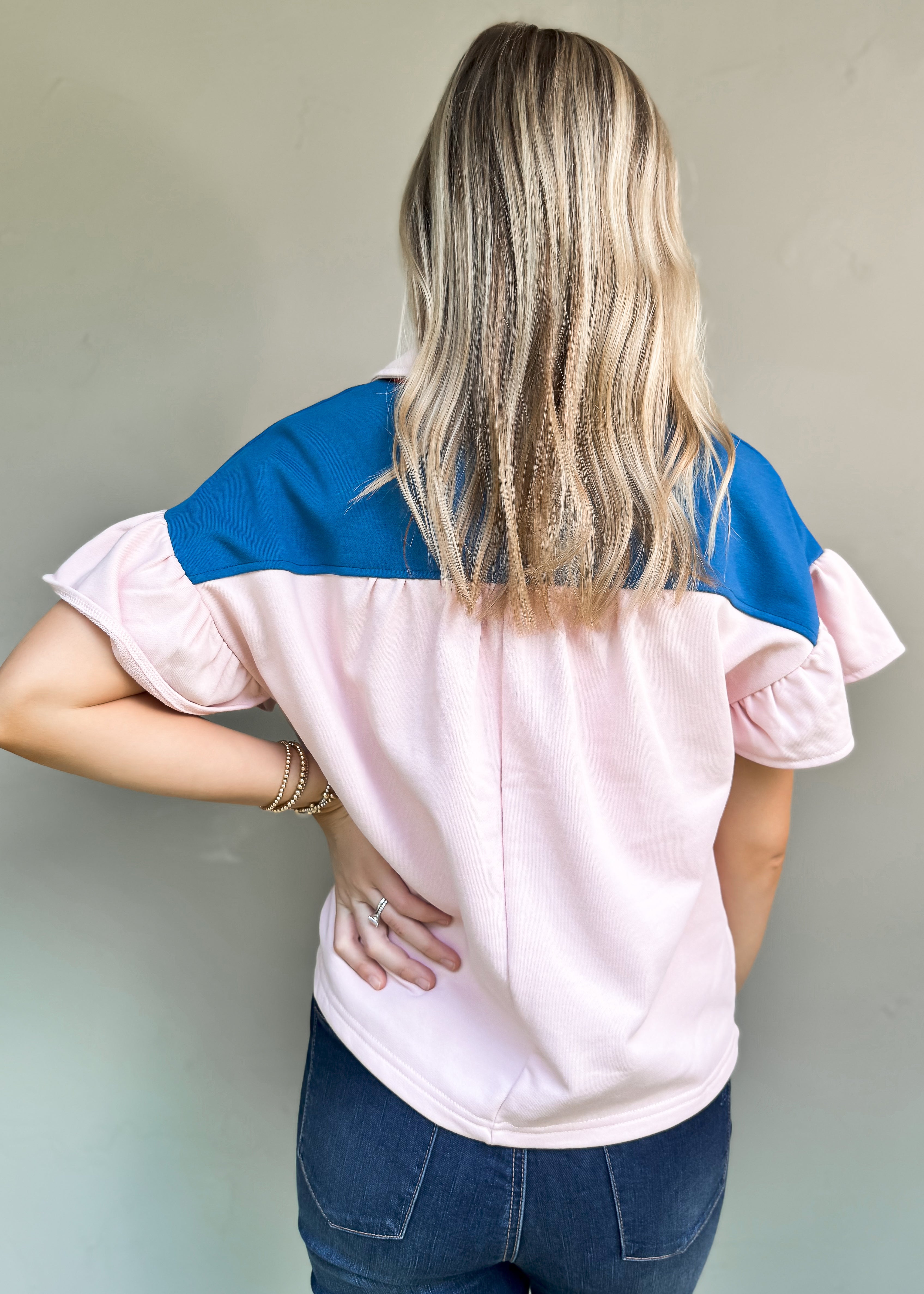 NEW COLOR: Color Block French Terry Top, Pink