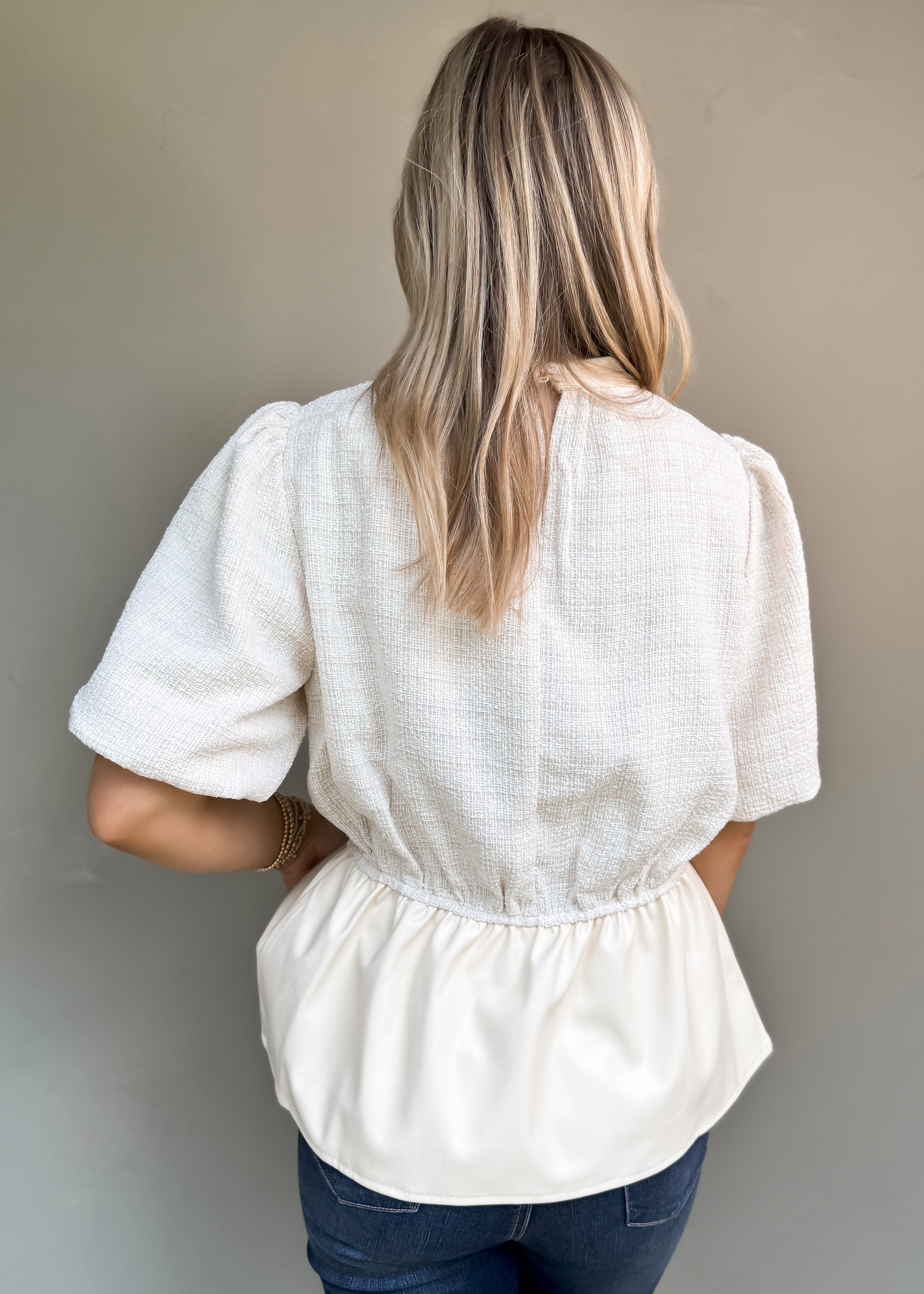 Tweed and Leather Top