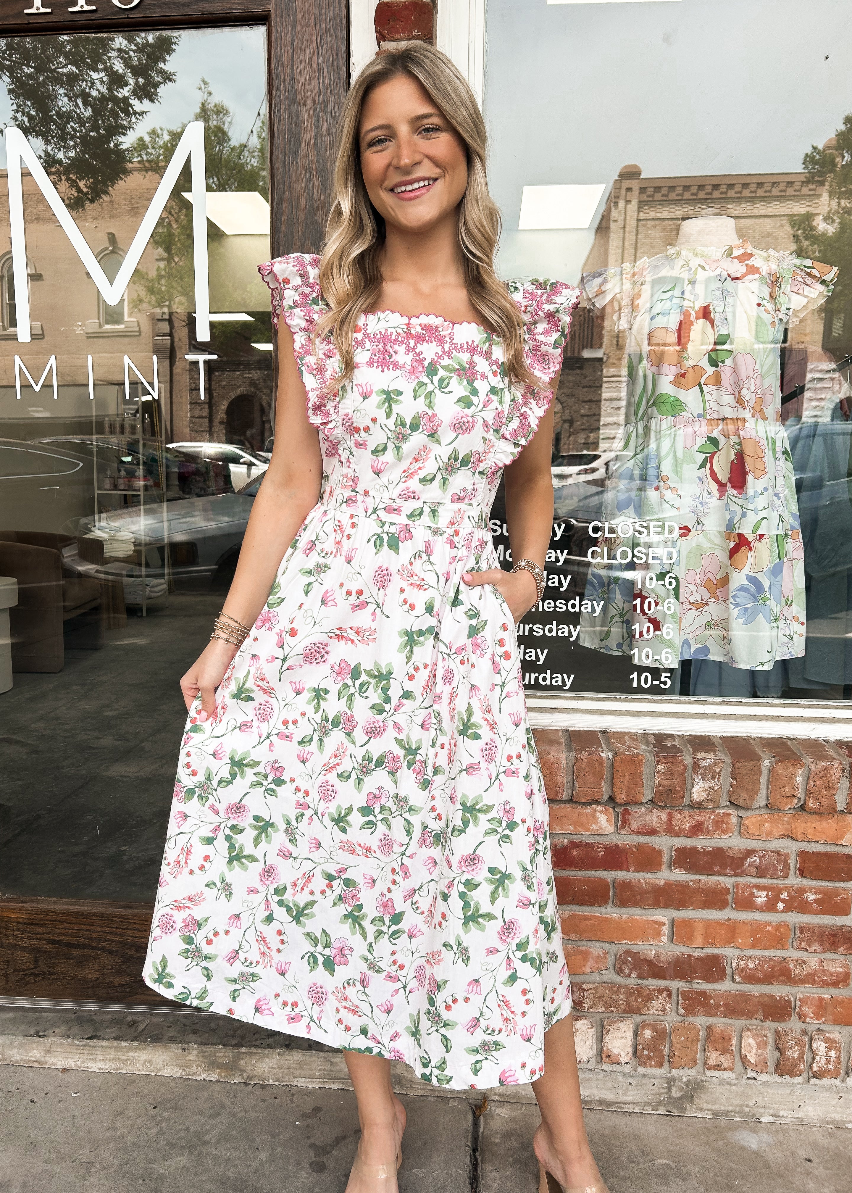 Melody Embroidered Floral Midi Dress
