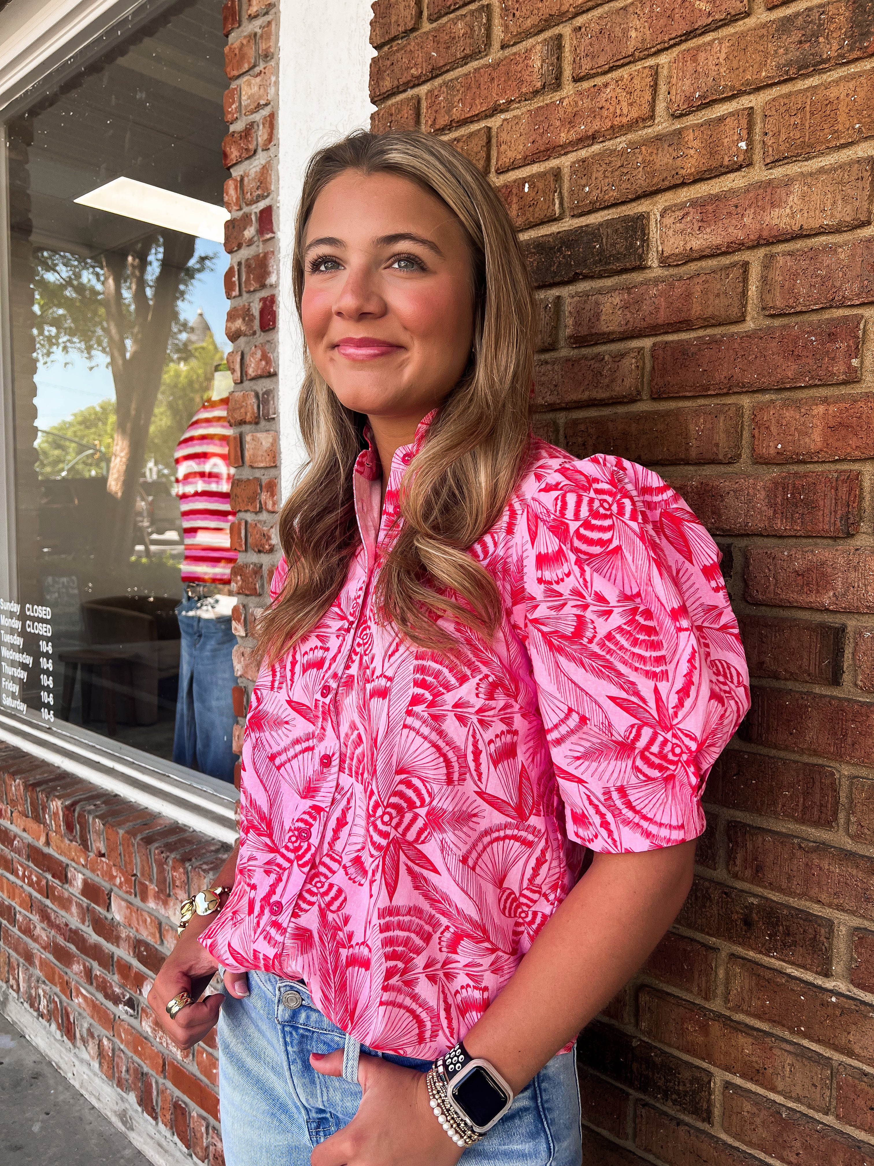 Karlie: Tropical Linen Button Top