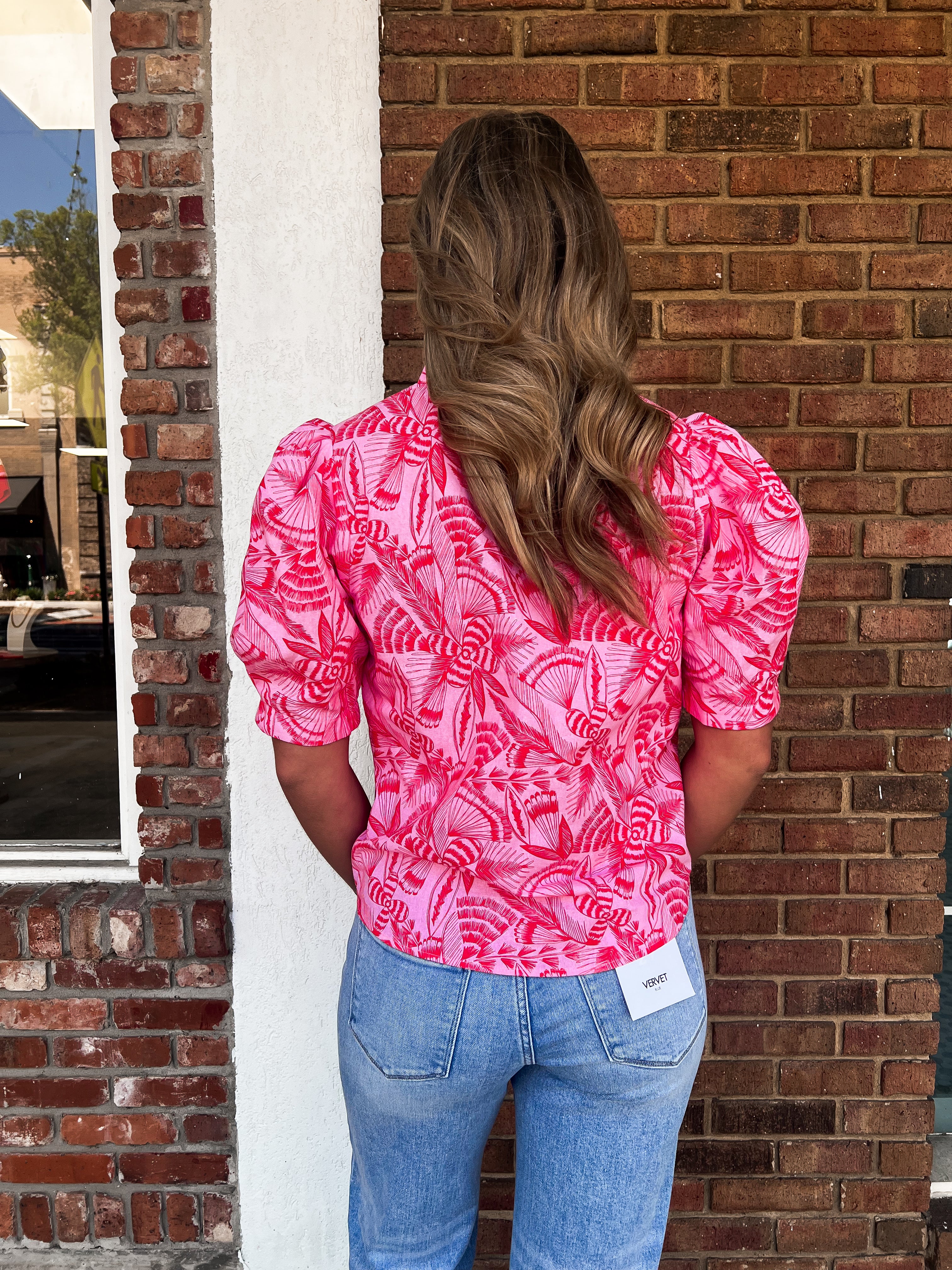 Karlie: Tropical Linen Button Top