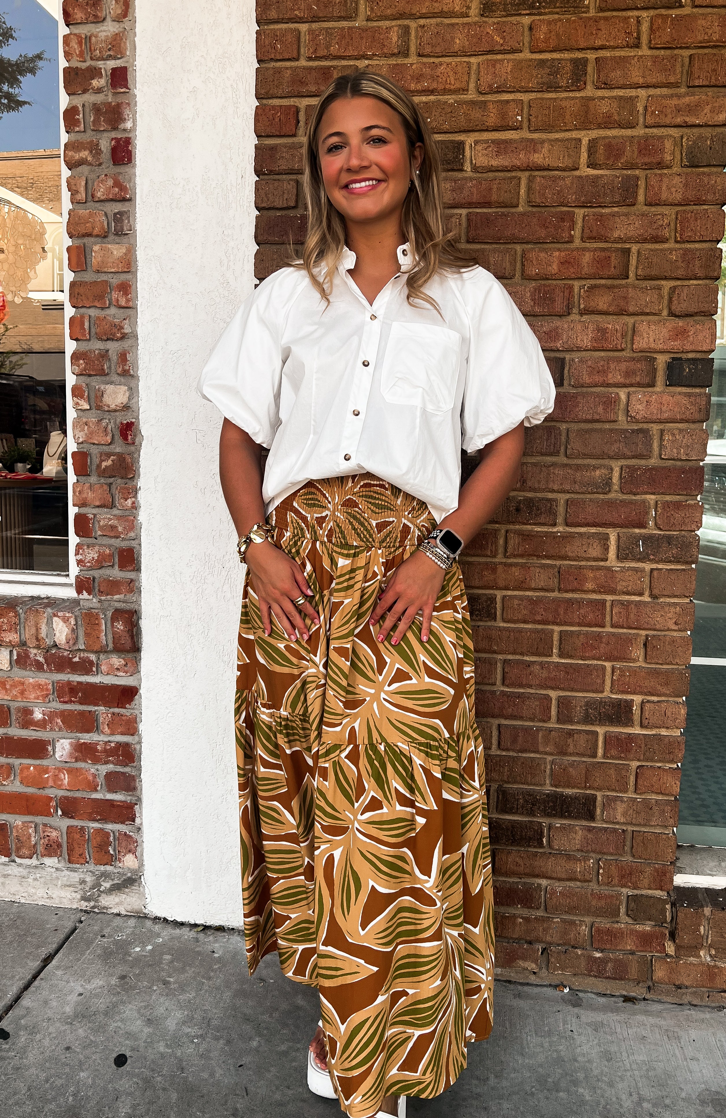 Karlie: Desert Palm Smock Tier Skirt