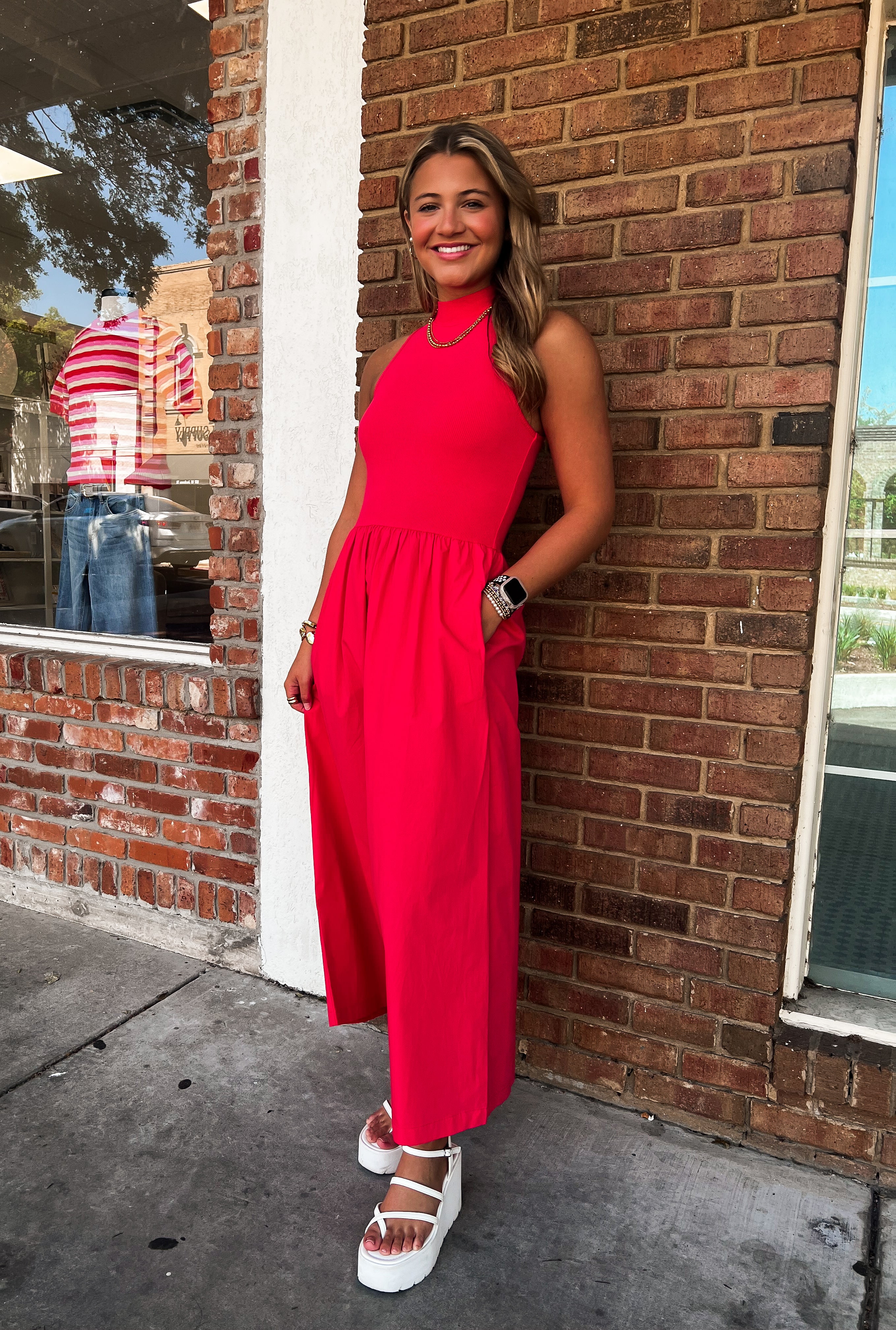 Karlie: Solid Mock Maxi Dress