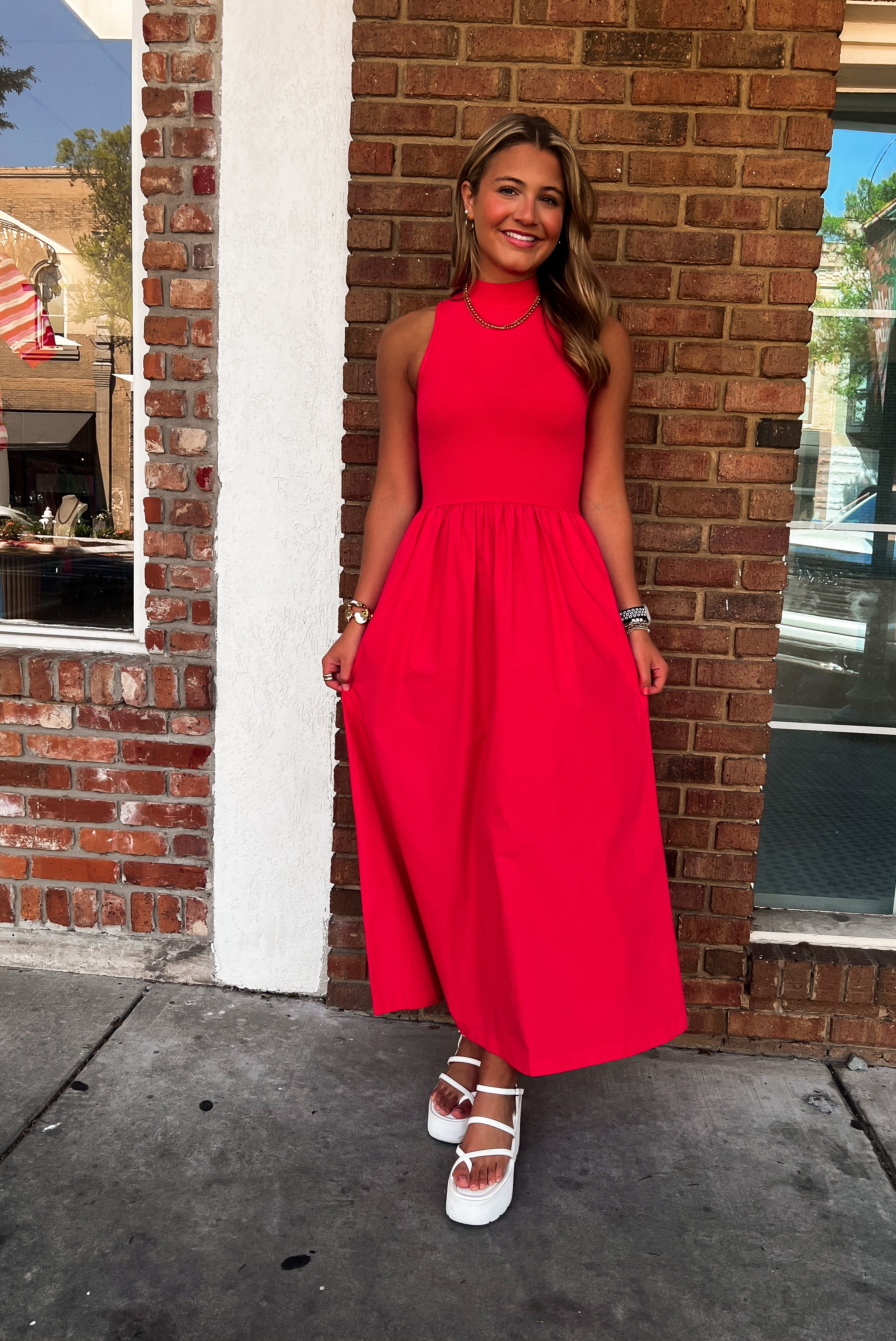 Karlie: Solid Mock Maxi Dress