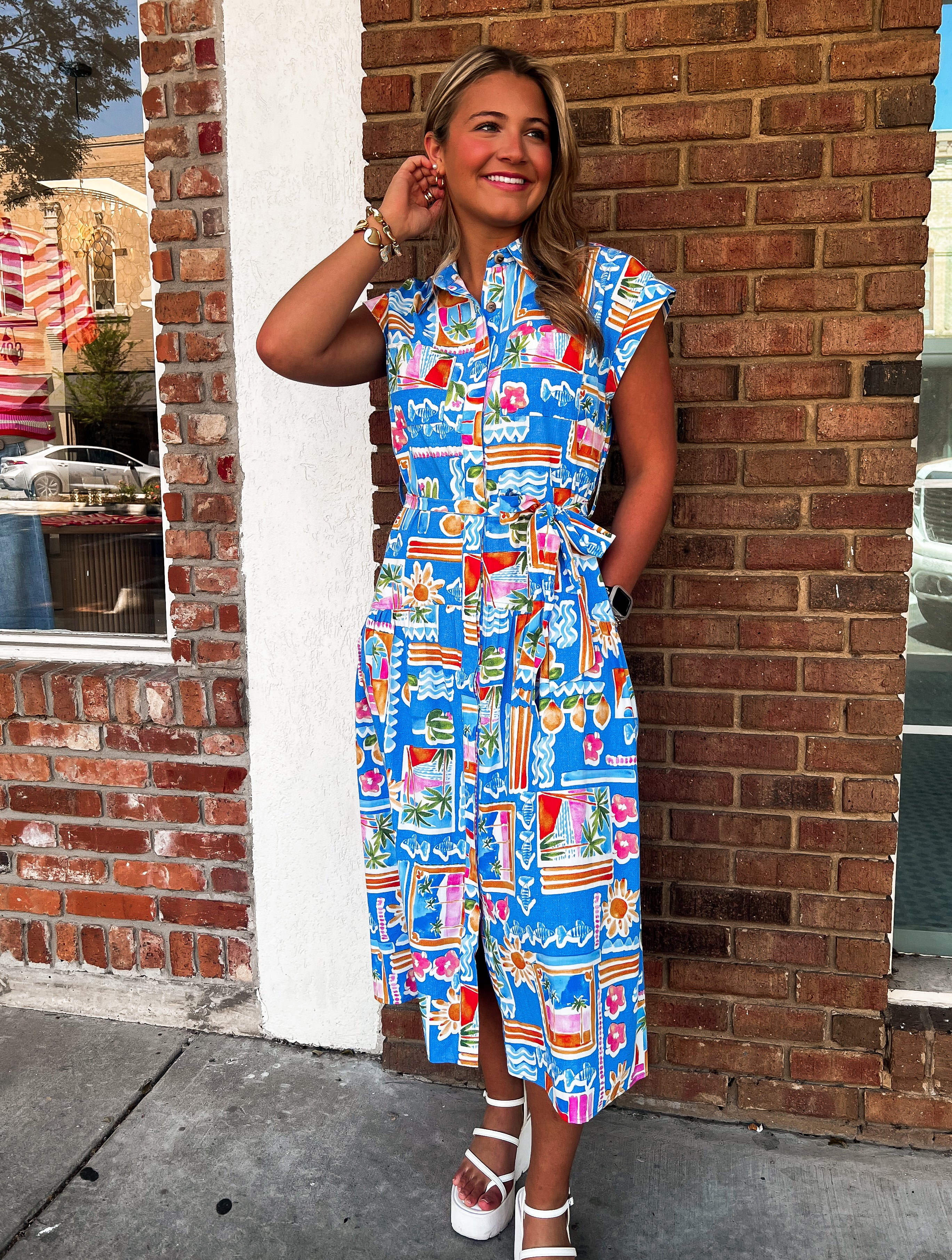 Karlie: Santorini Pocket Shirt Dress