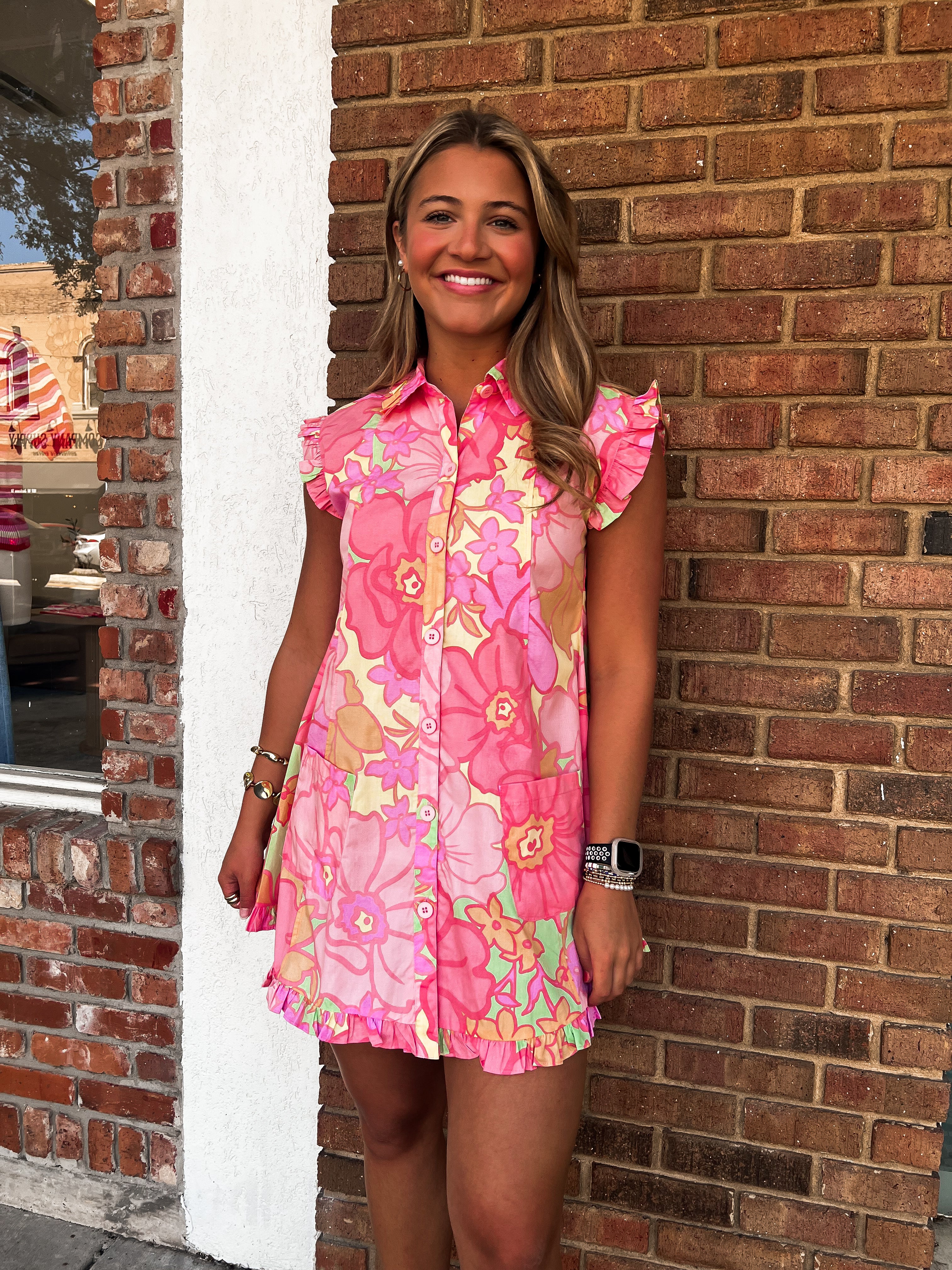 Karlie: Big Floral Pastel Ruffle Dress