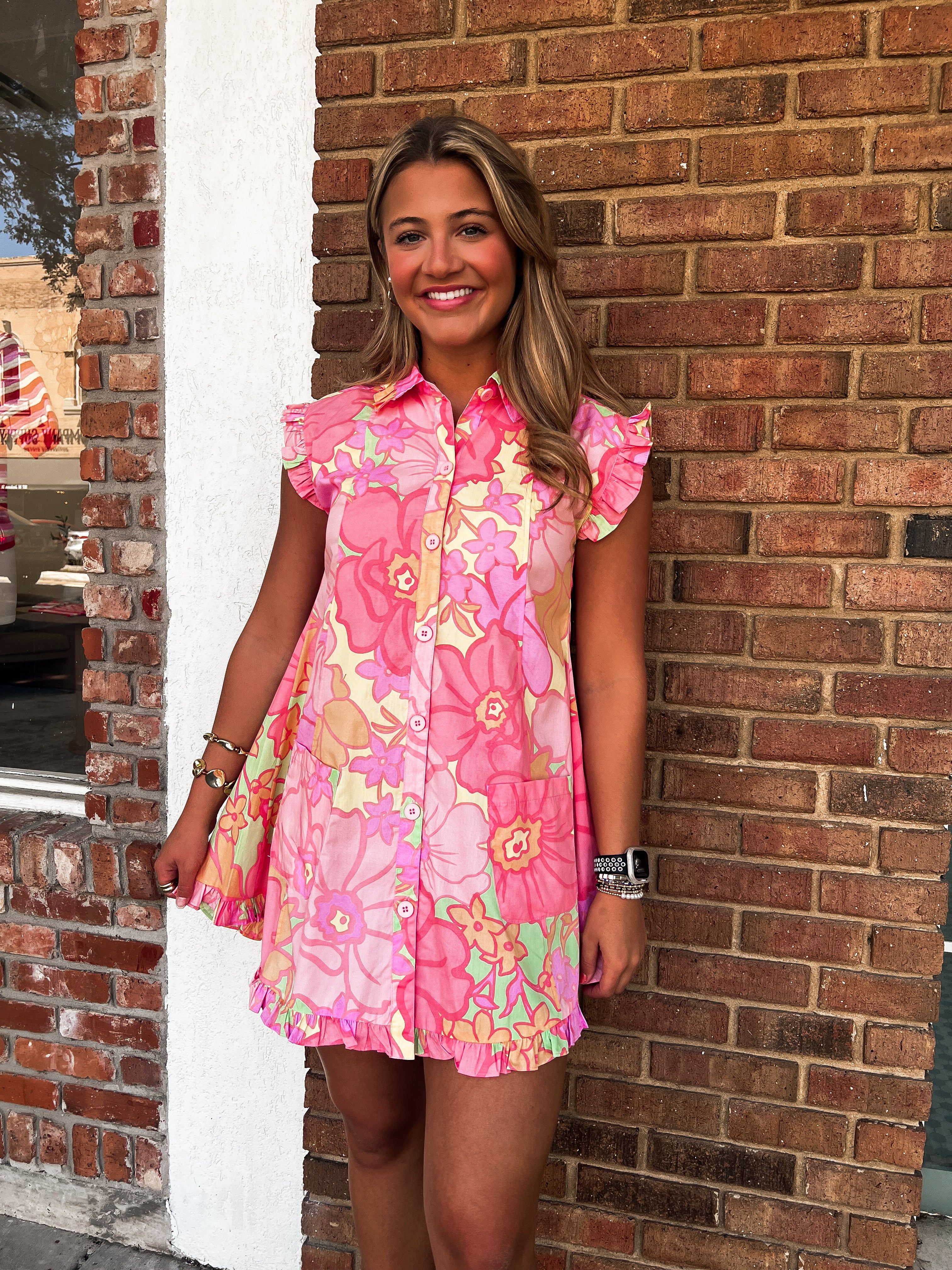 Karlie: Big Floral Pastel Ruffle Dress