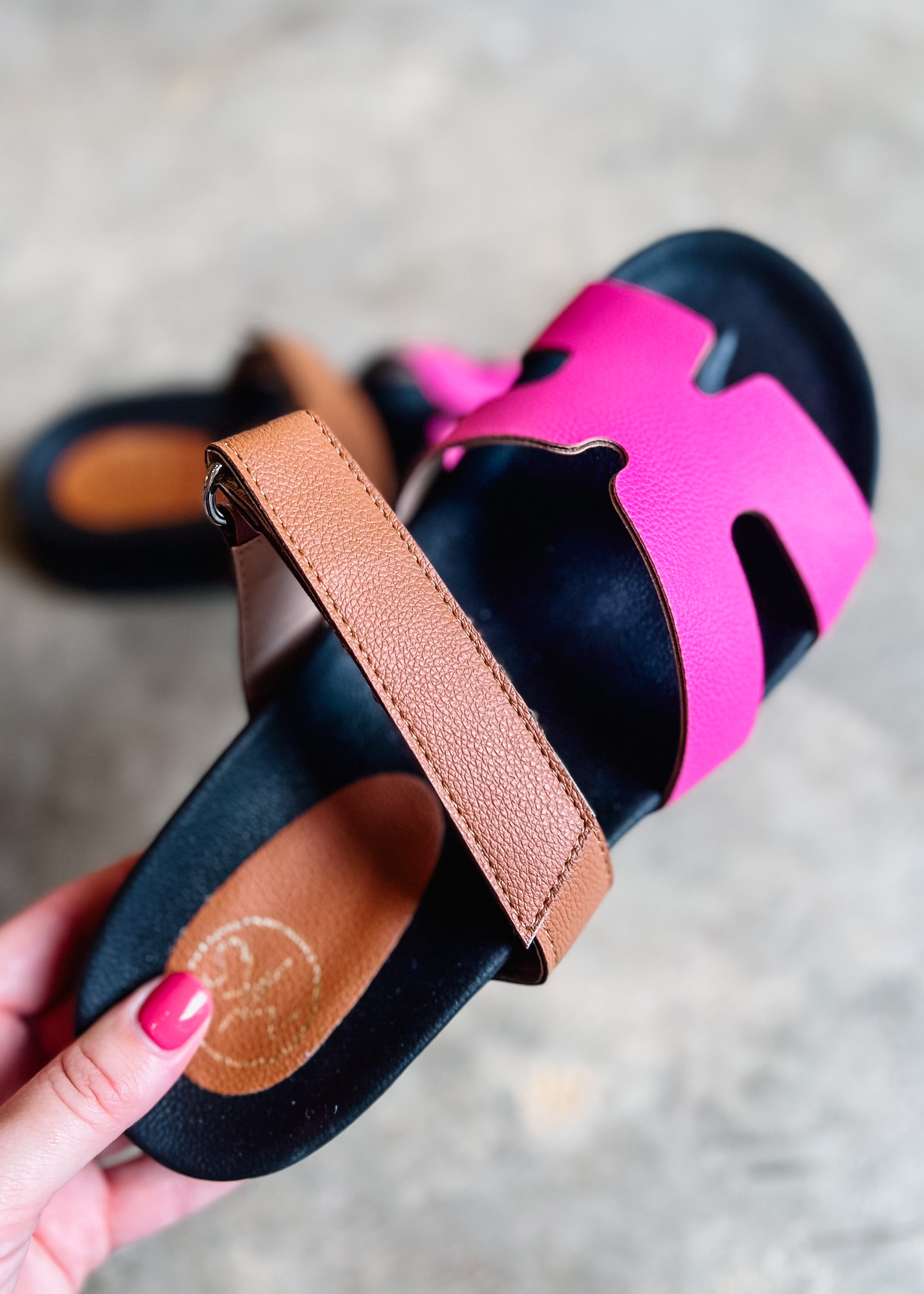 Leave Your Mark Bold Color Sandals, Fuchsia