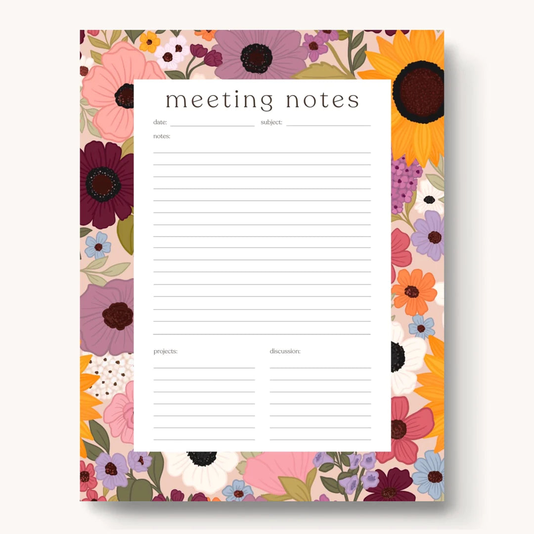 Meeting Notes Notepad, Rainbow Garden