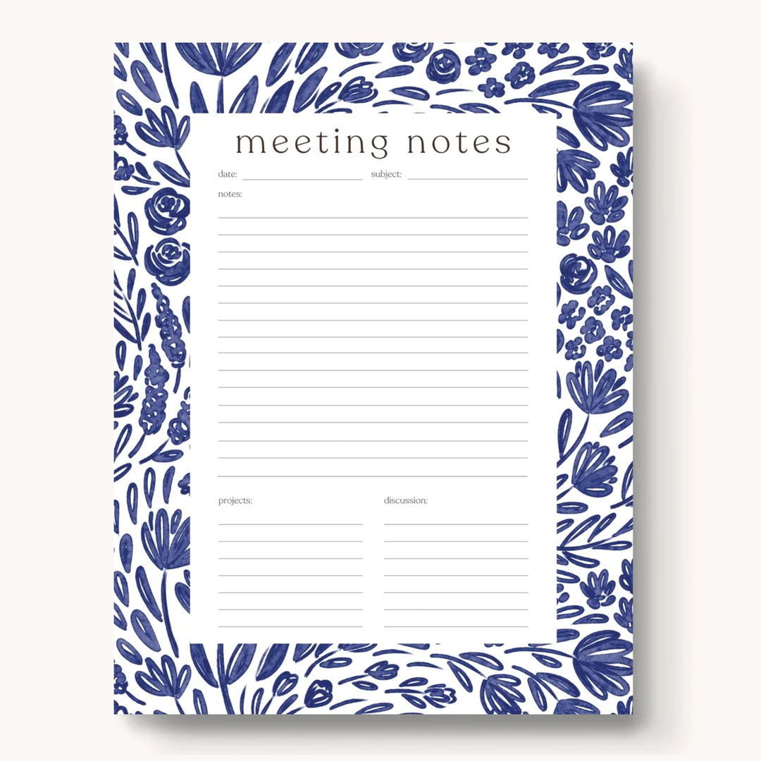 Meeting Notes Notepad, Porcelain Floral