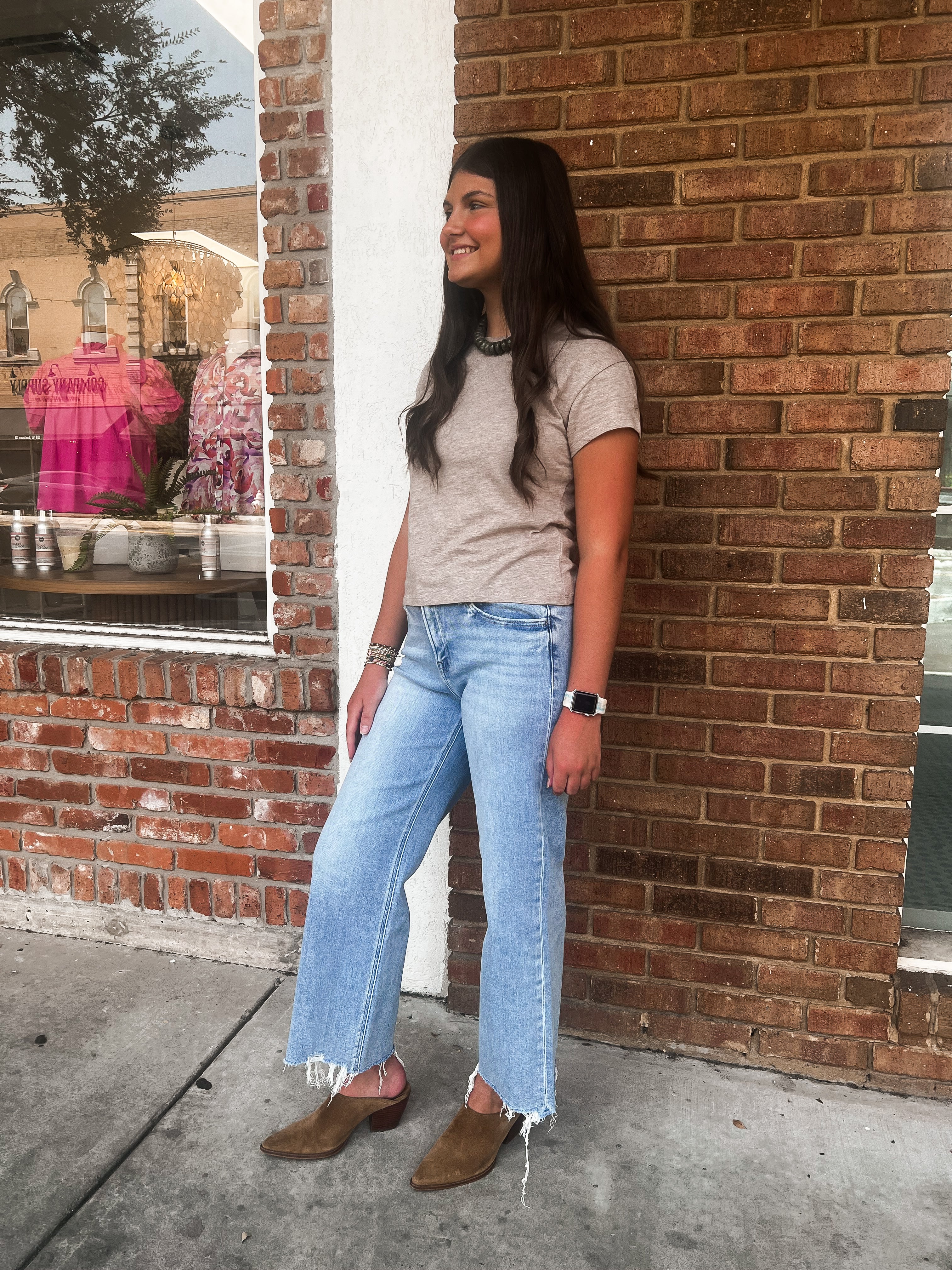 Vervet: High Rise Distressed Wide Leg Jeans